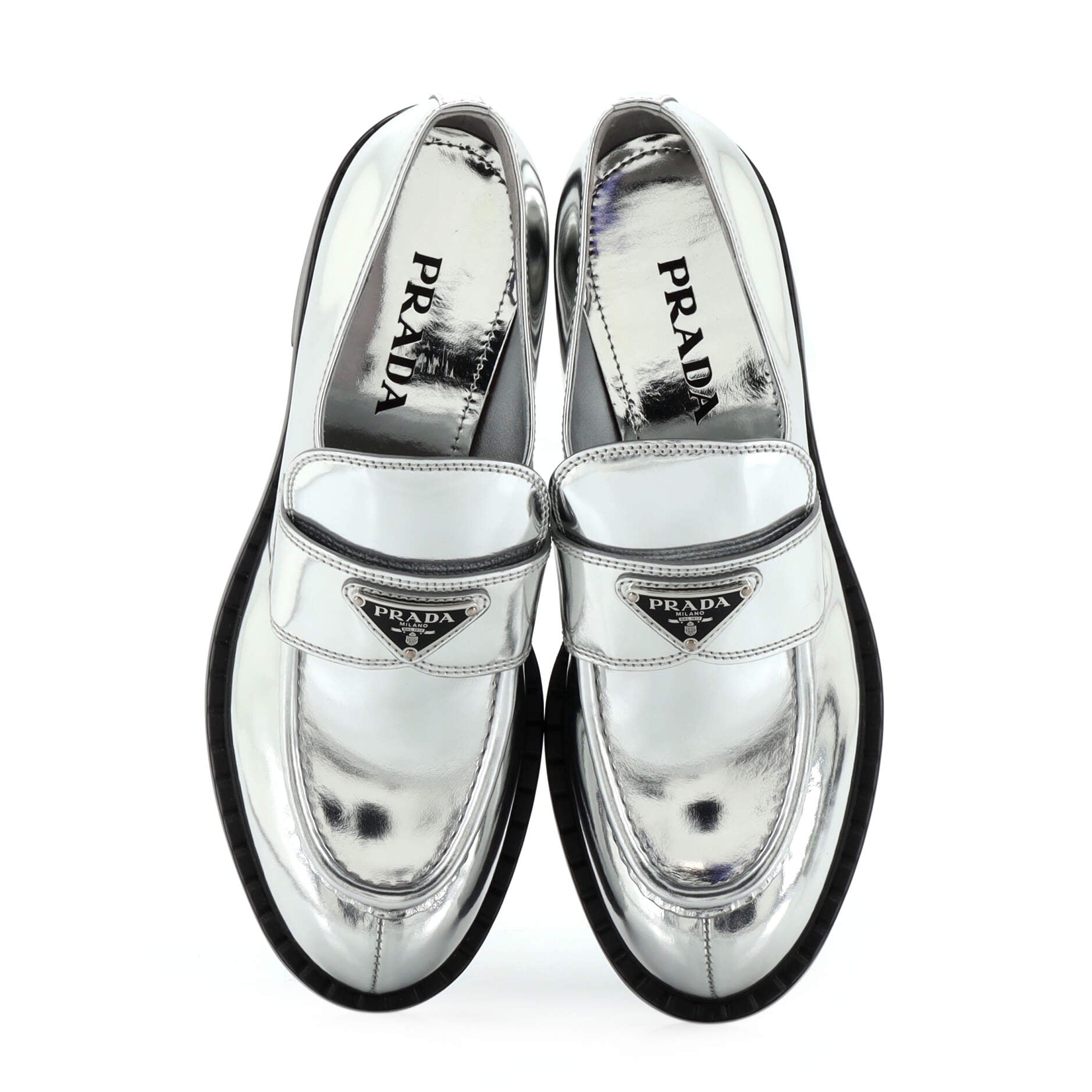 Women's Triangle Logo Loafers Spazzolato Leather