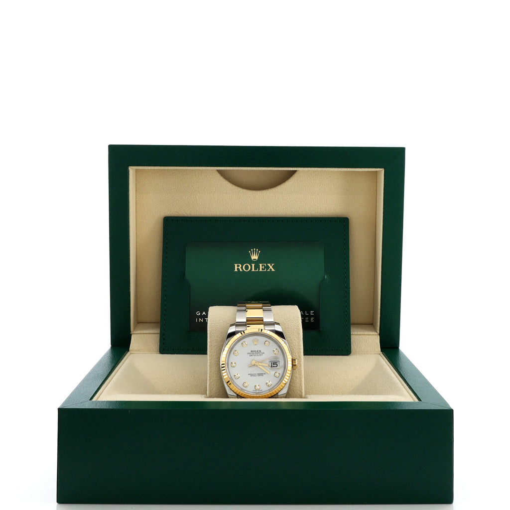 Oyster Perpetual Datejust Automatic Watch Stainless Steel and Yellow Gold with Diamond Markers 36