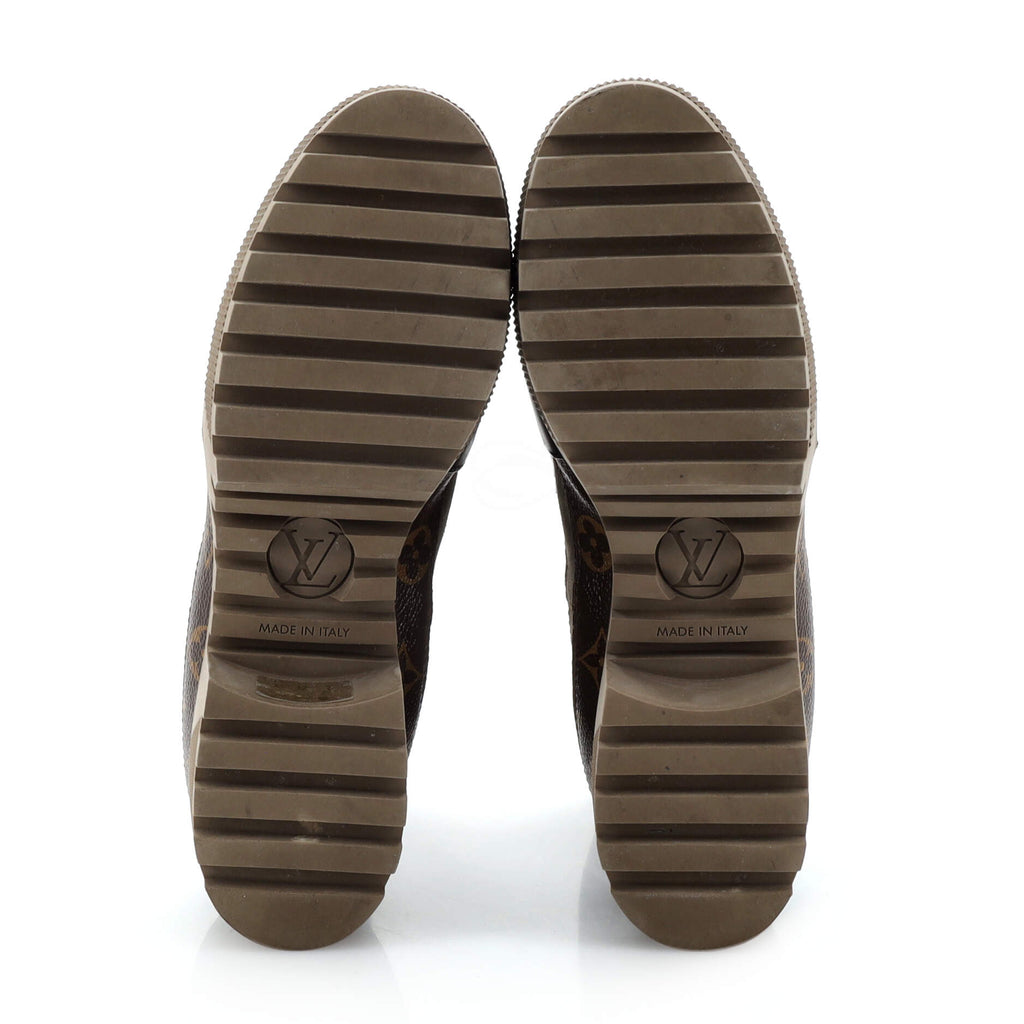 Women's Laureate Platform Desert Boots Suede with Monogram Canvas