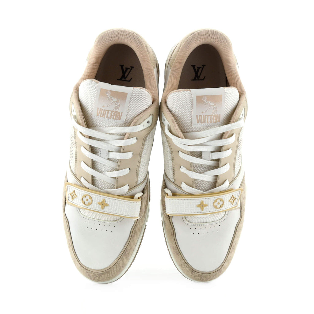 Men's LV Trainer Velcro Sneakers Monogram Denim and Leather with Mesh