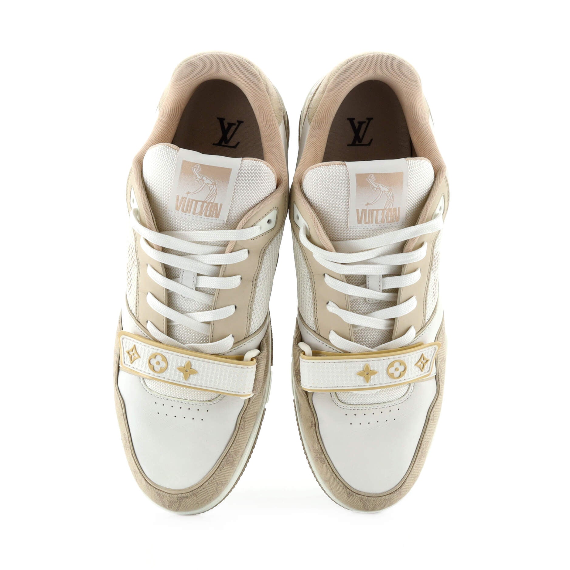 Men's LV Trainer Velcro Sneakers Monogram Denim and Leather with Mesh