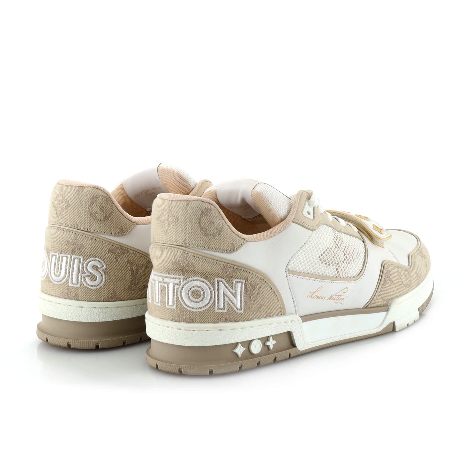 Men's LV Trainer Velcro Sneakers Monogram Denim and Leather with Mesh