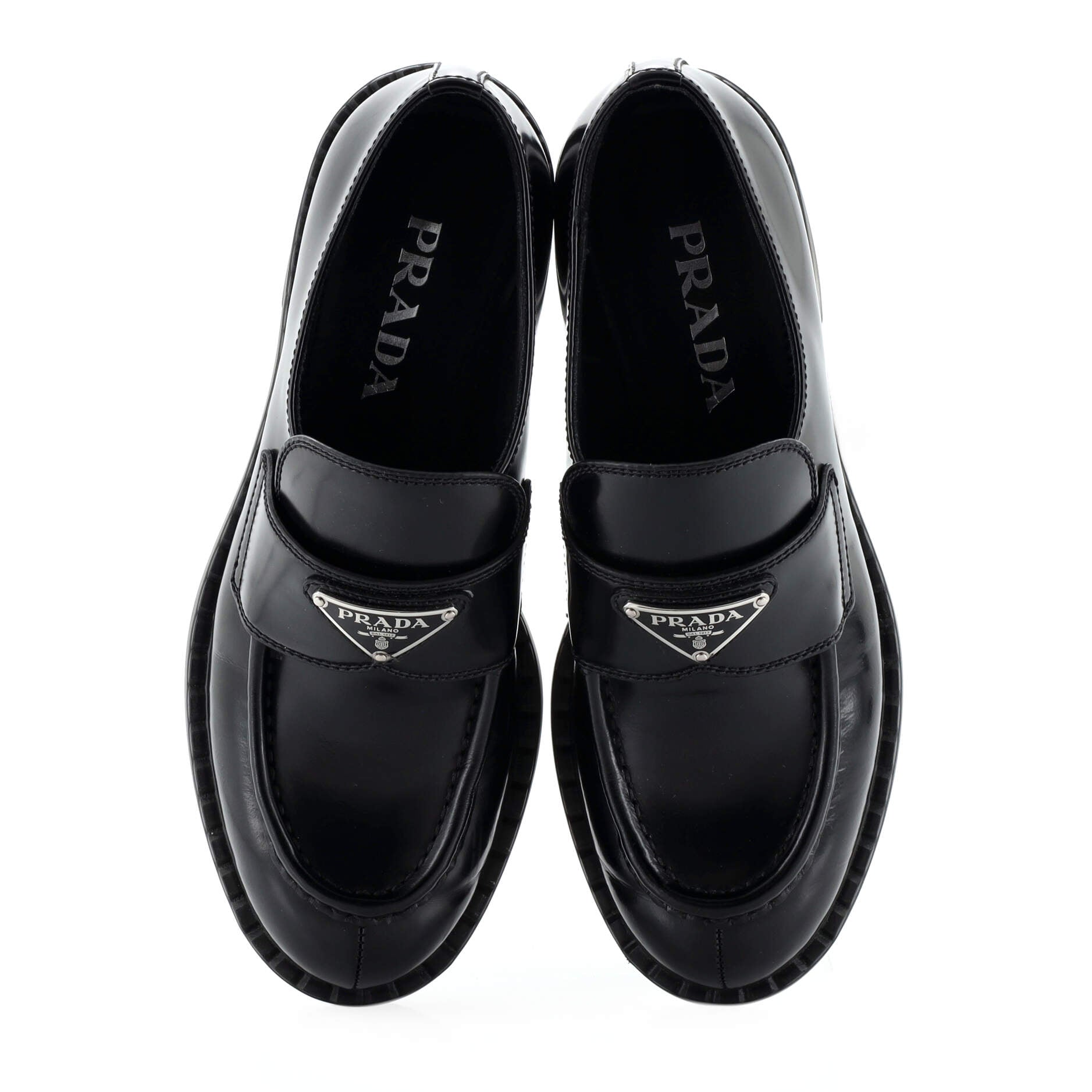 Women's Triangle Logo Loafers Spazzolato Leather