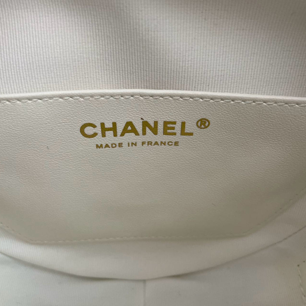 Chanel Big Heart Bag CC in Love Heart Clutch Large Size in White with Champagne Gold Hardware