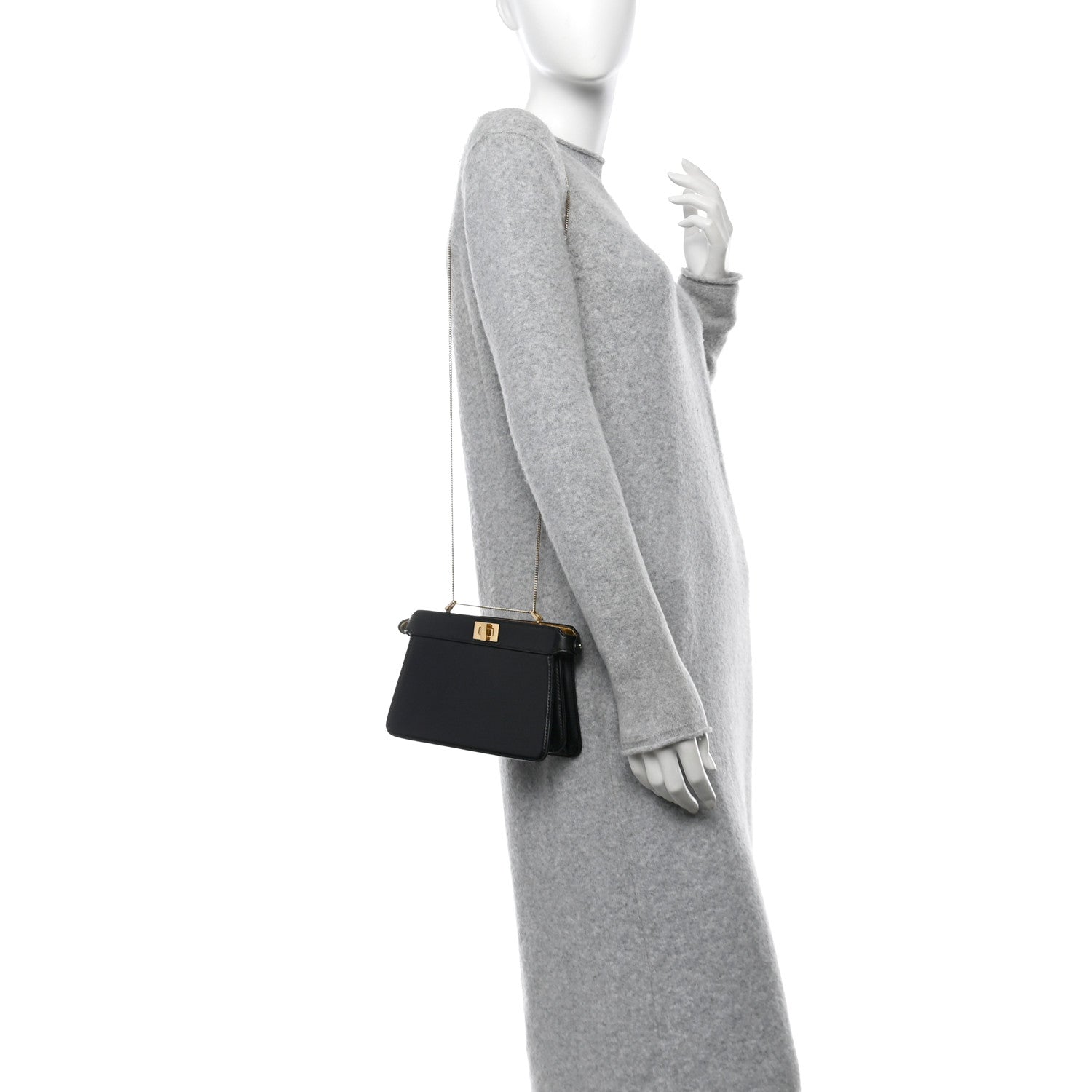 Nappa Small Peekaboo I SEE U East West Chain Satchel Black