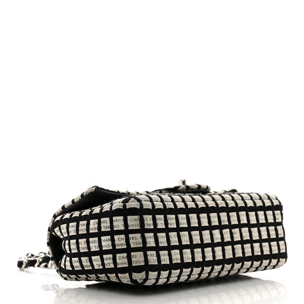 Ribbon Tweed Mini Rectangular Flap Black Ivory