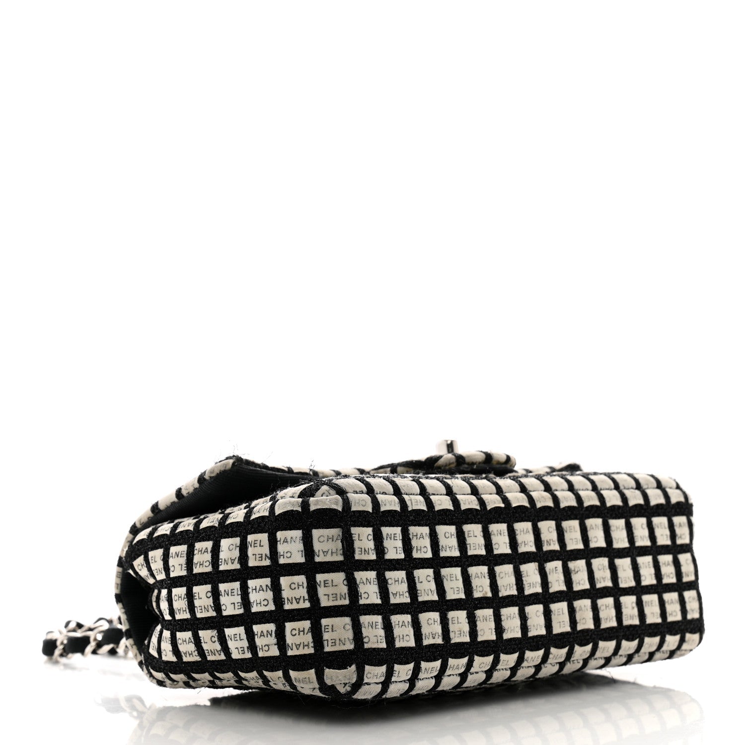 Ribbon Tweed Mini Rectangular Flap Black Ivory