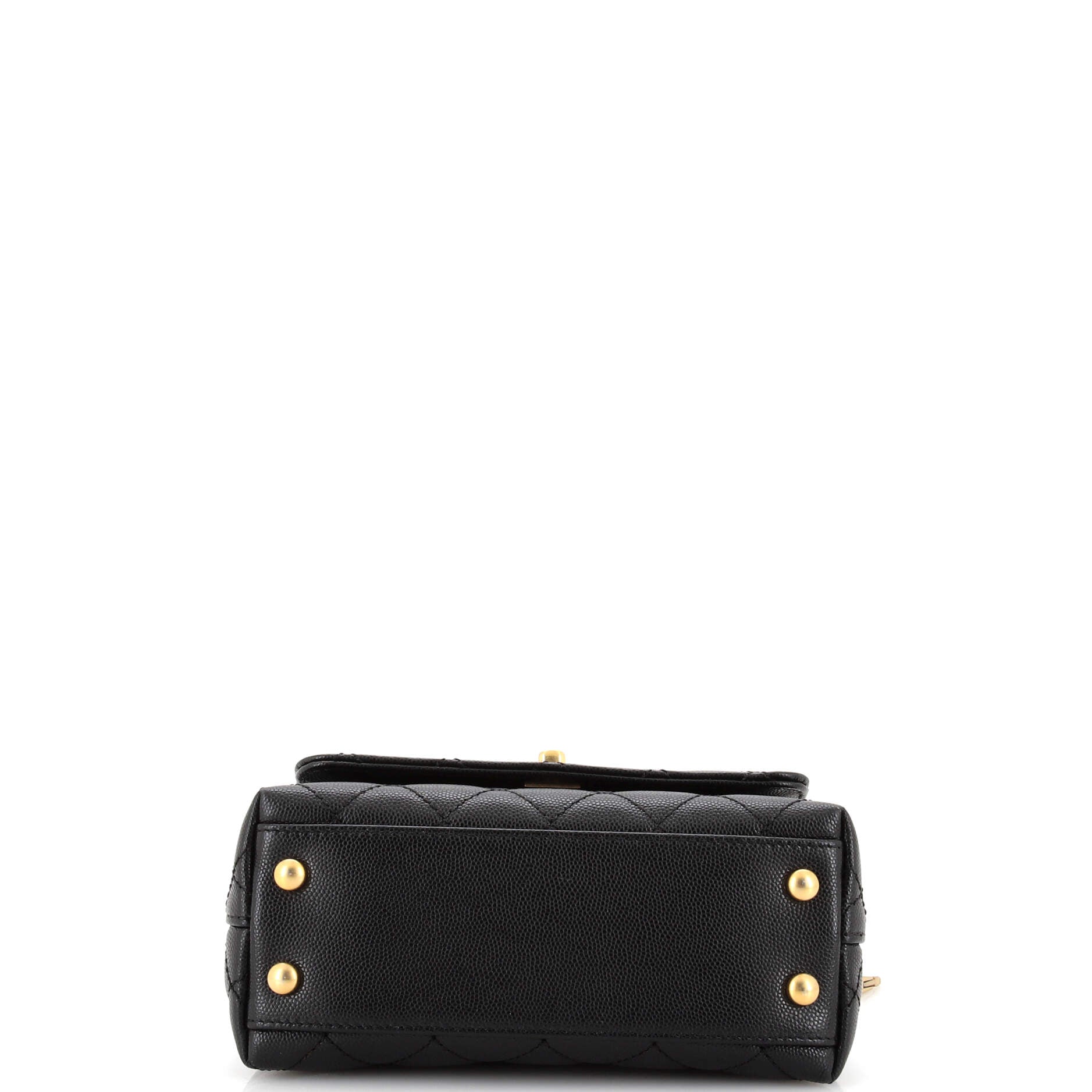 Coco Top Handle Bag Quilted Caviar with Chain Detail Handle Extra Mini