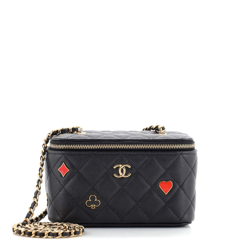 Coco Casino Vanity Case with Chain Quilted Caviar Small