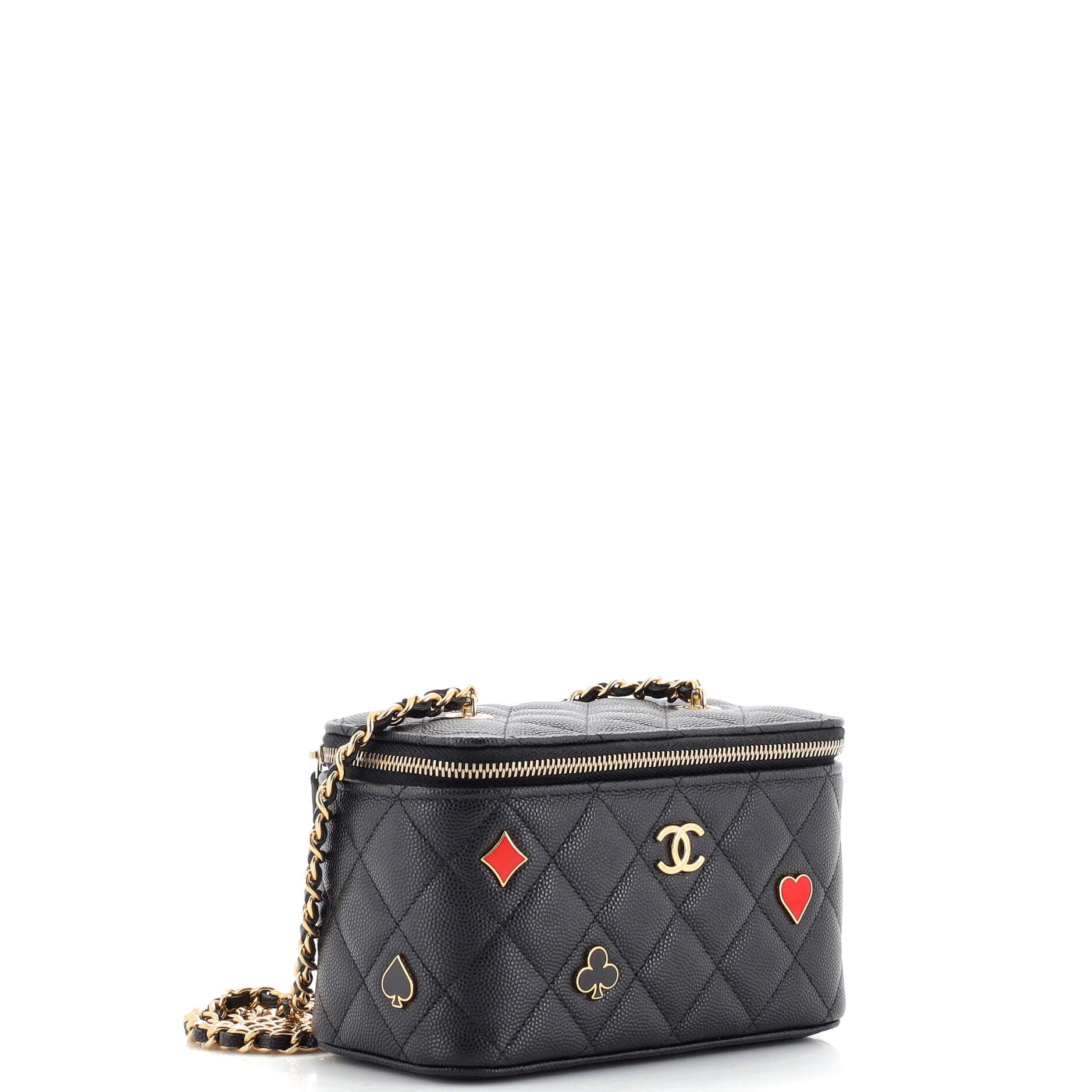Coco Casino Vanity Case with Chain Quilted Caviar Small