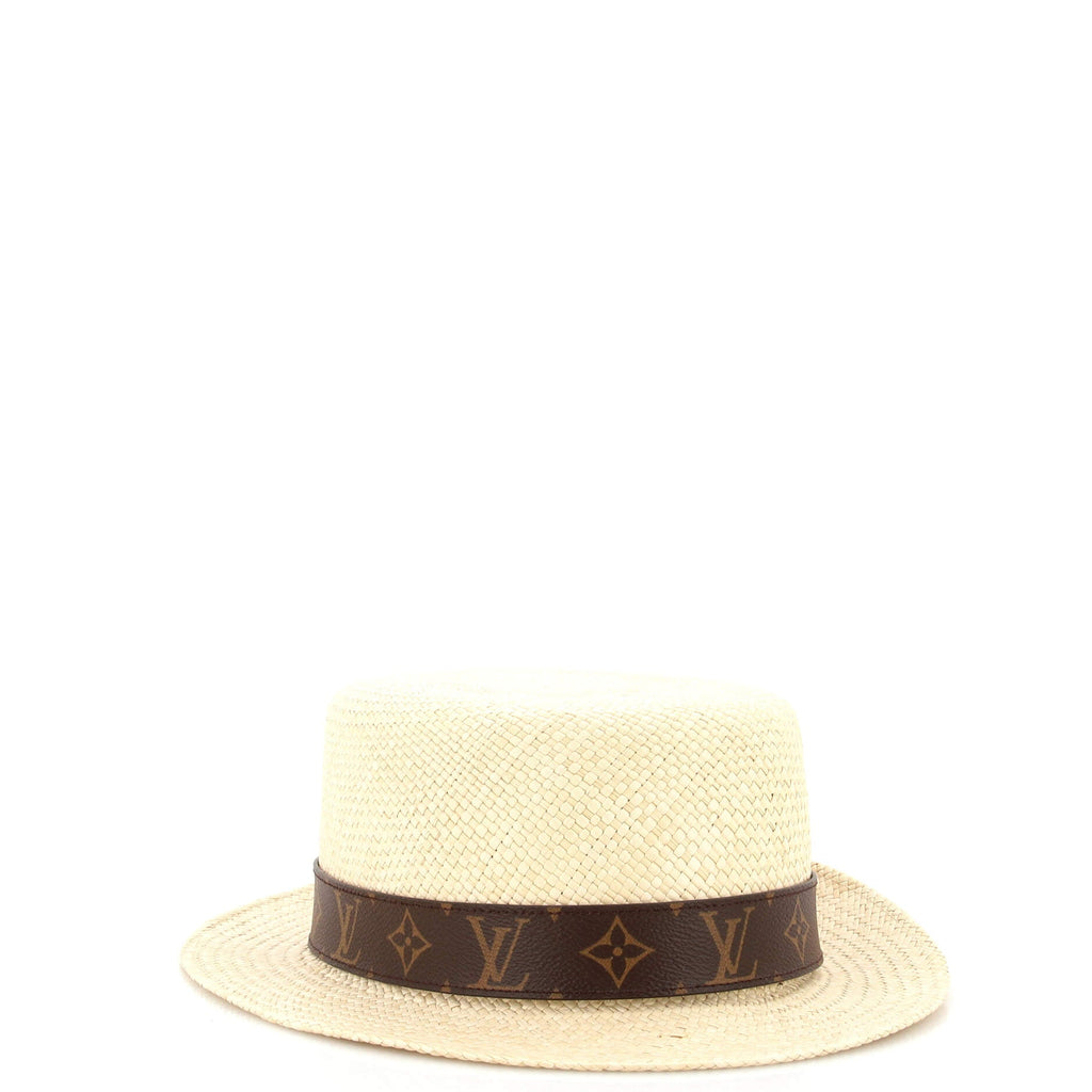 Summertime Hat Straw with Monogram Canvas