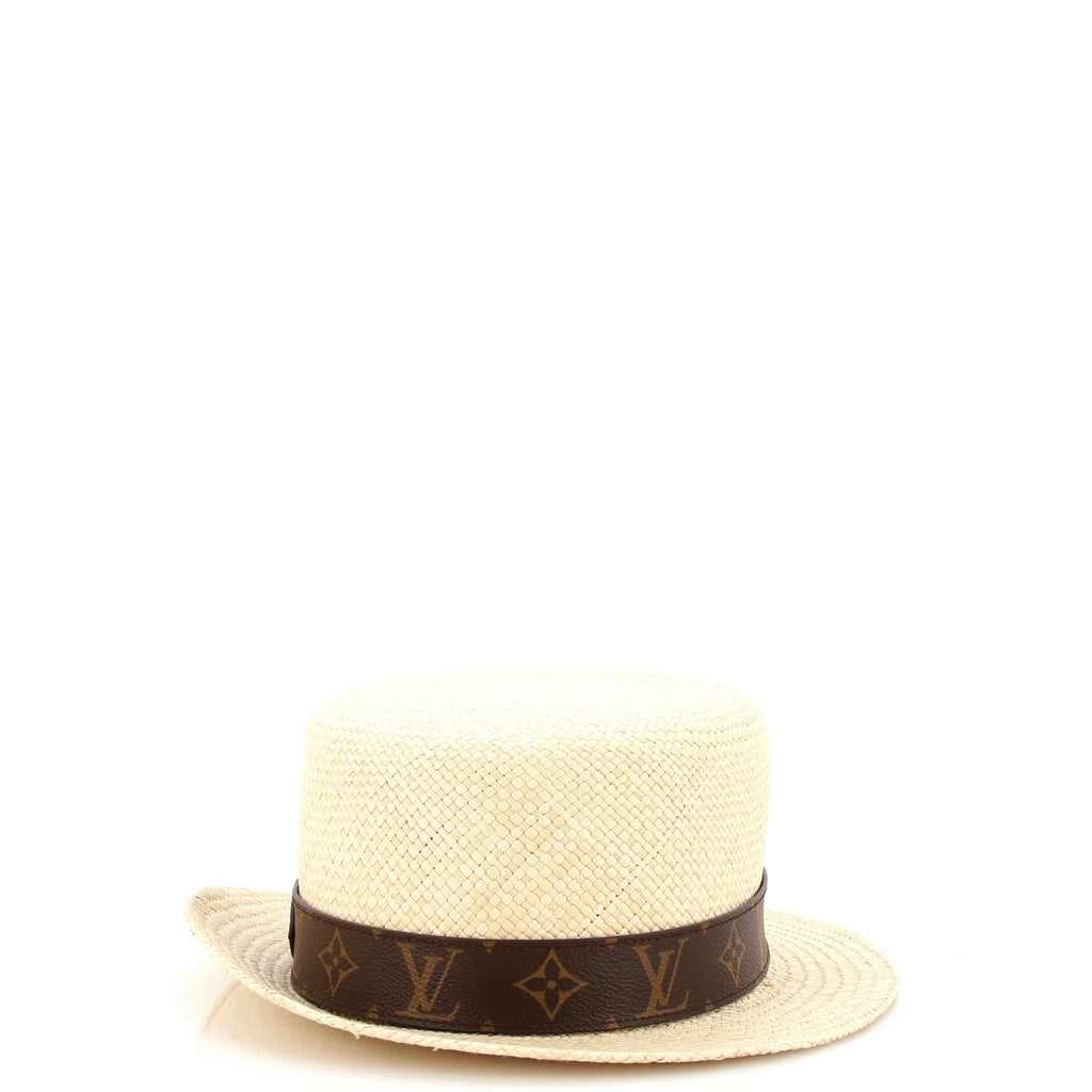 Summertime Hat Straw with Monogram Canvas
