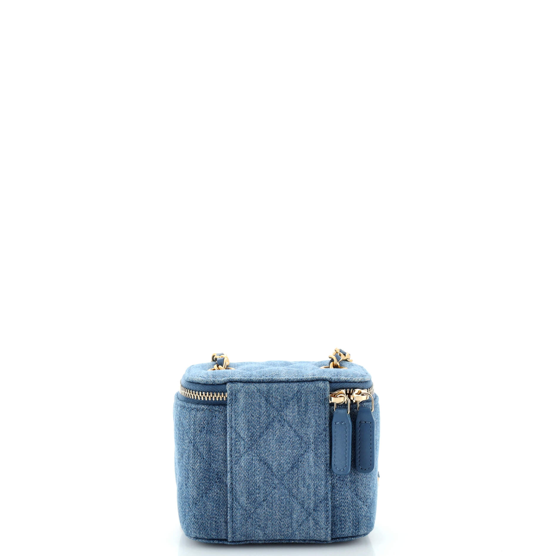 Pearl Crush Vanity Case with Chain Quilted Denim Mini