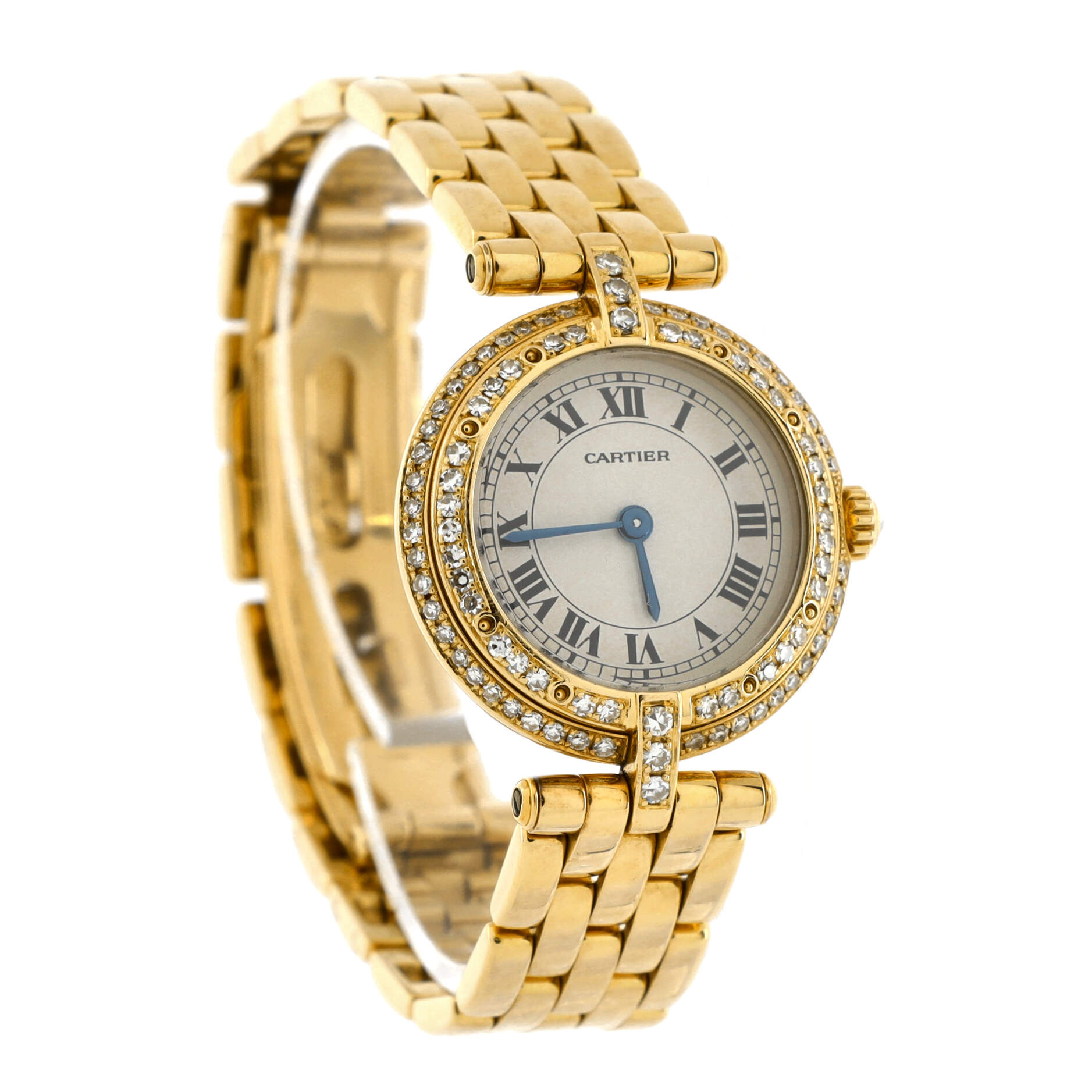 Panthere Vendome Quartz Watch Yellow Gold with Two Row Diamond Bezel 24