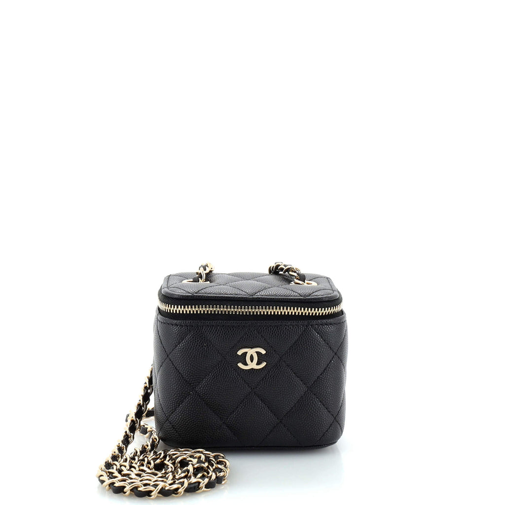 Classic Vanity Case with Chain Quilted Caviar Mini