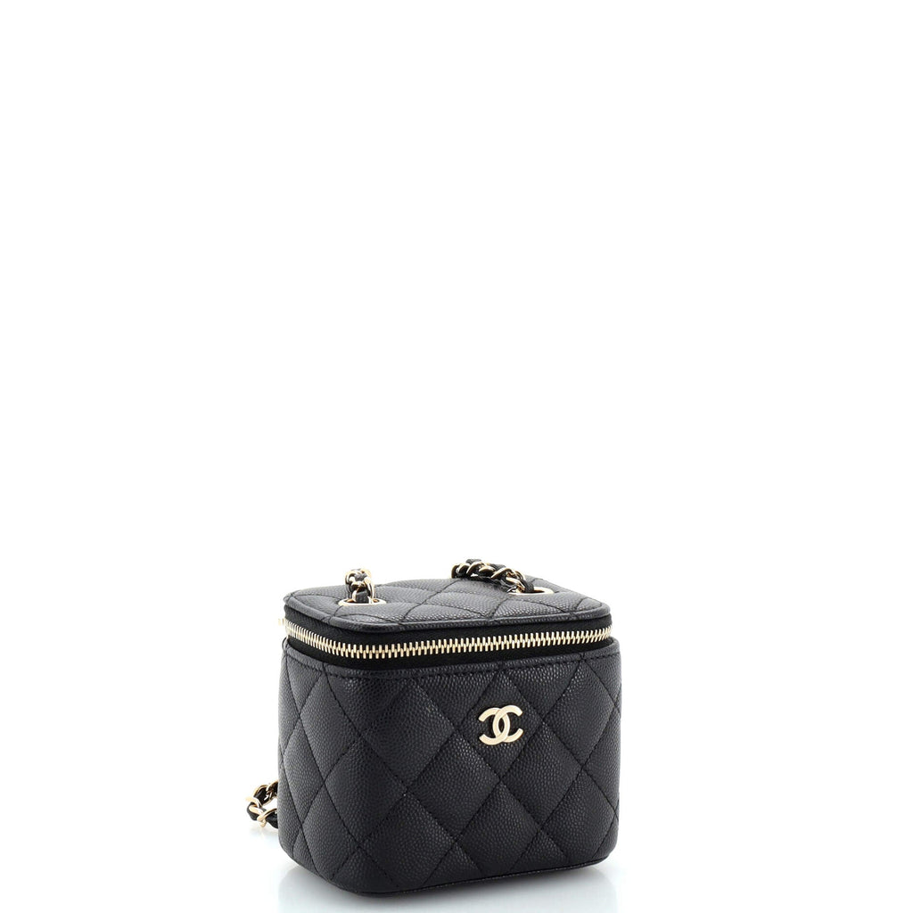 Classic Vanity Case with Chain Quilted Caviar Mini