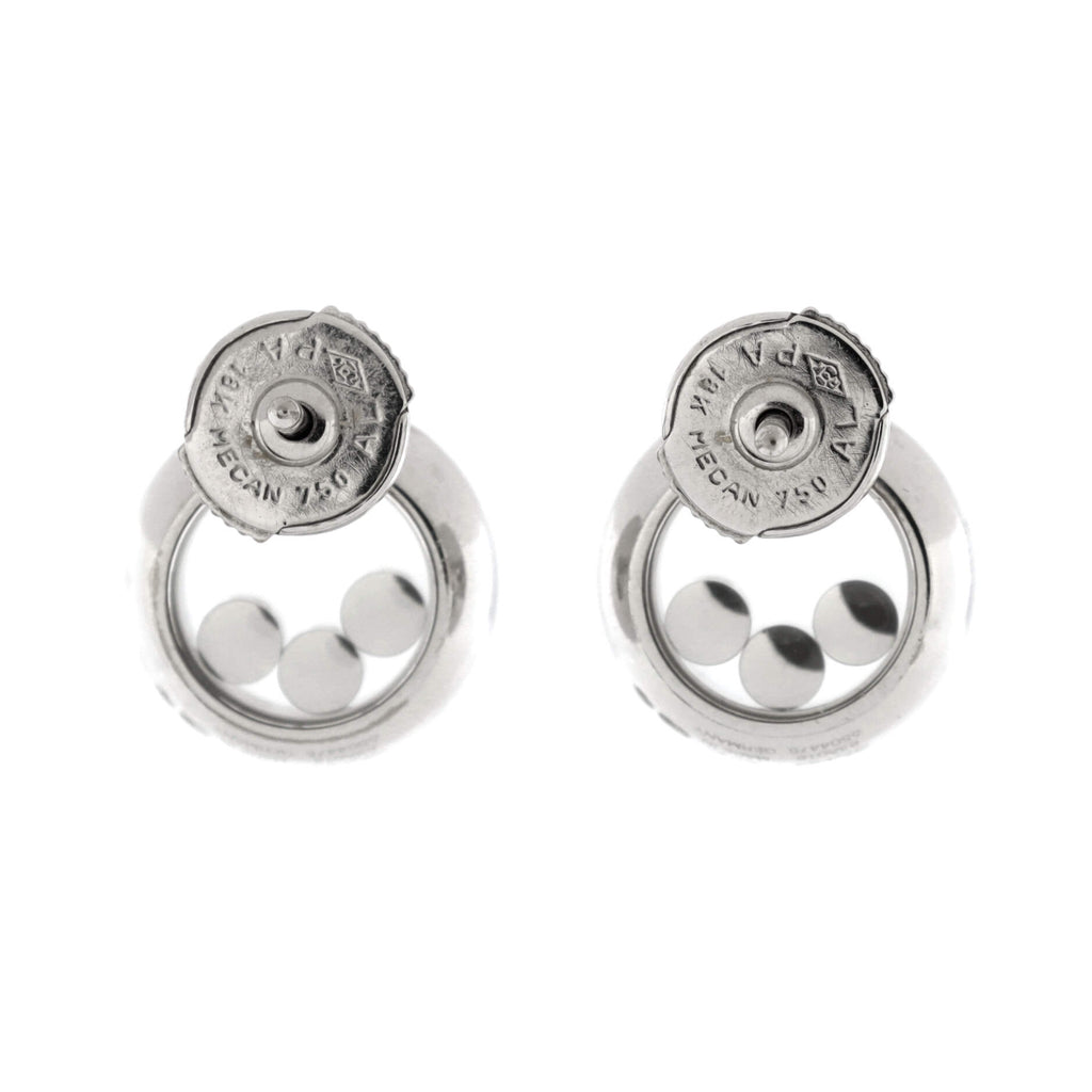 Happy Diamonds Icon Round Stud Earrings 18K White Gold with 3 Floating Diamonds