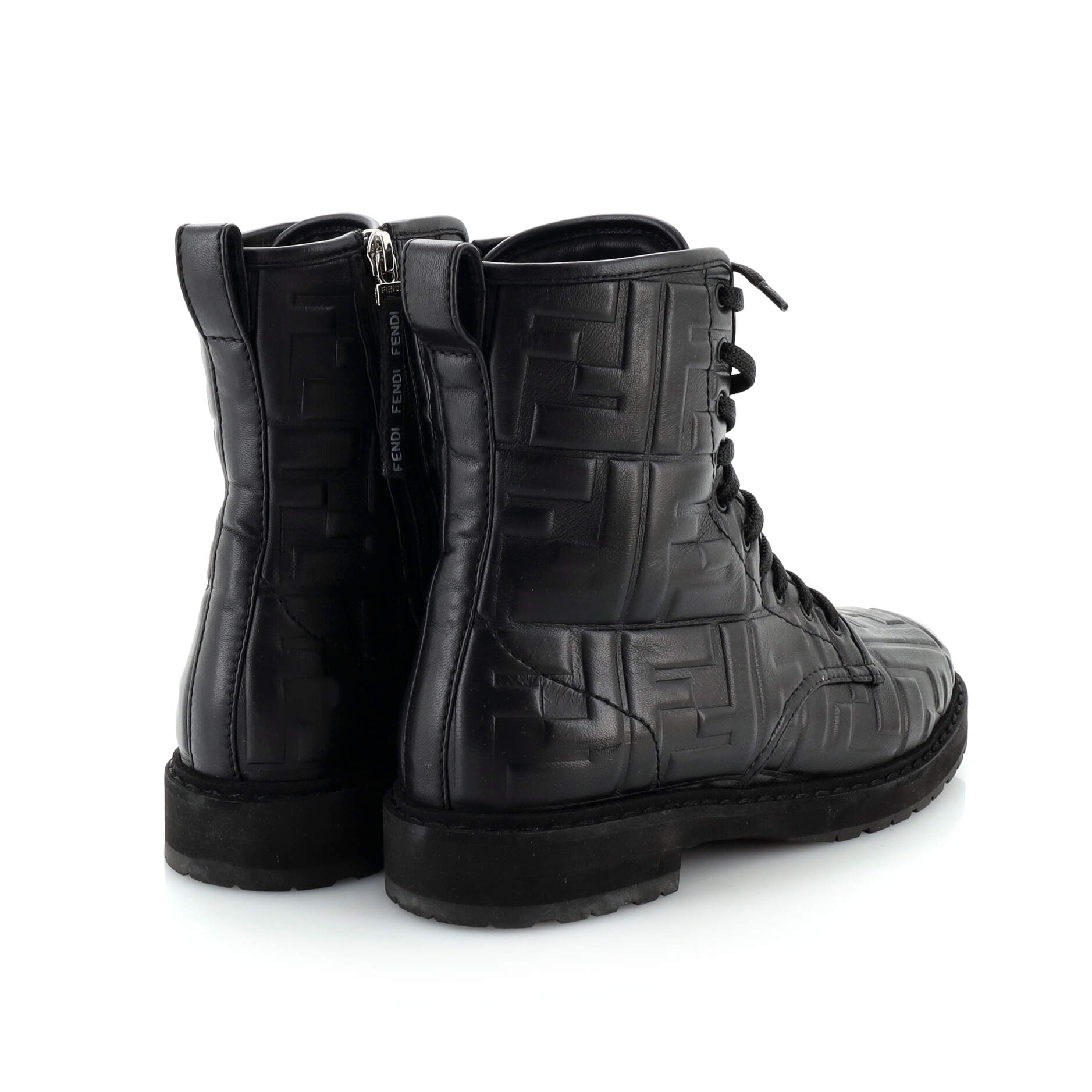 Women's Combat Boots Zucca Embossed Leather