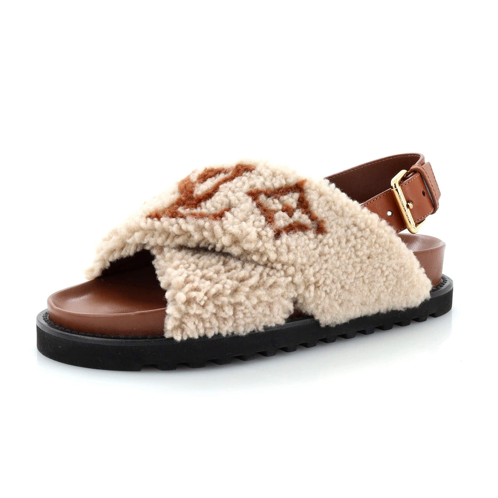 Women's Paseo Comfort Slide Slingback Sandals Shearling with Leather