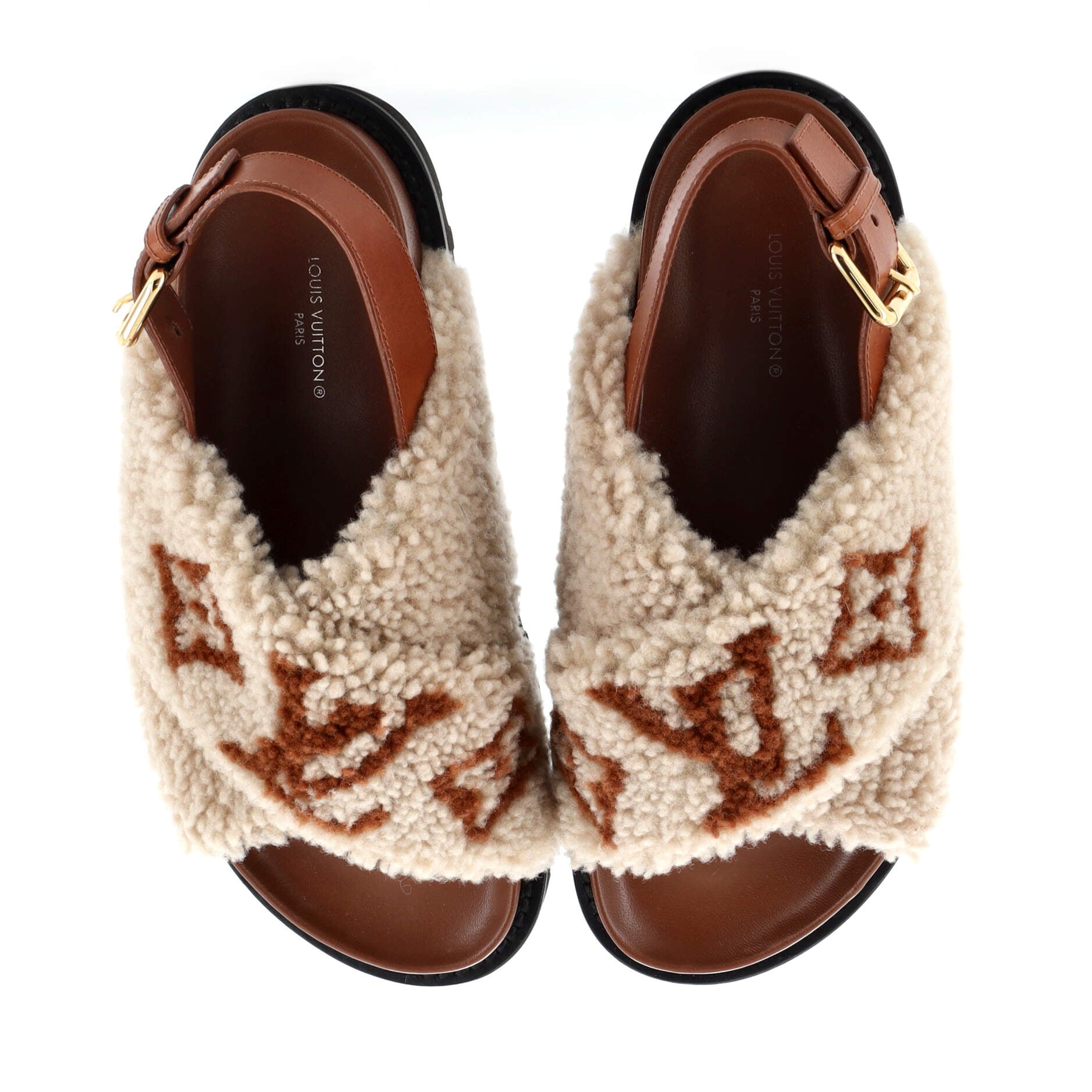 Women's Paseo Comfort Slide Slingback Sandals Shearling with Leather