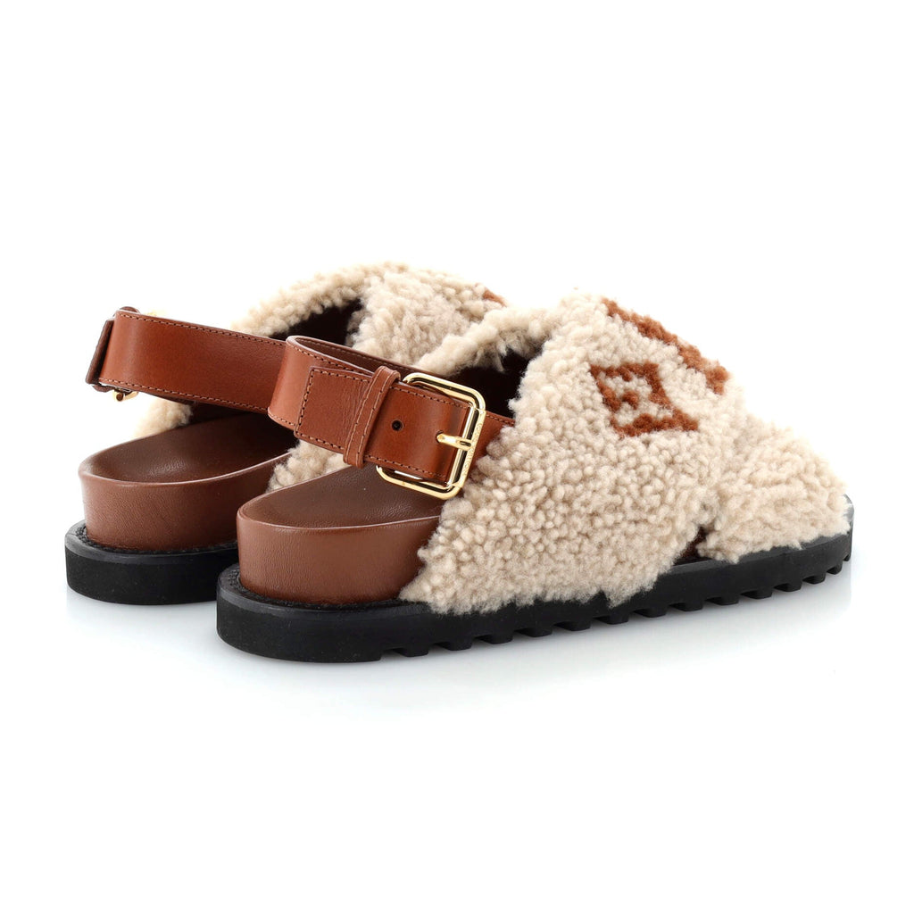 Women's Paseo Comfort Slide Slingback Sandals Shearling with Leather