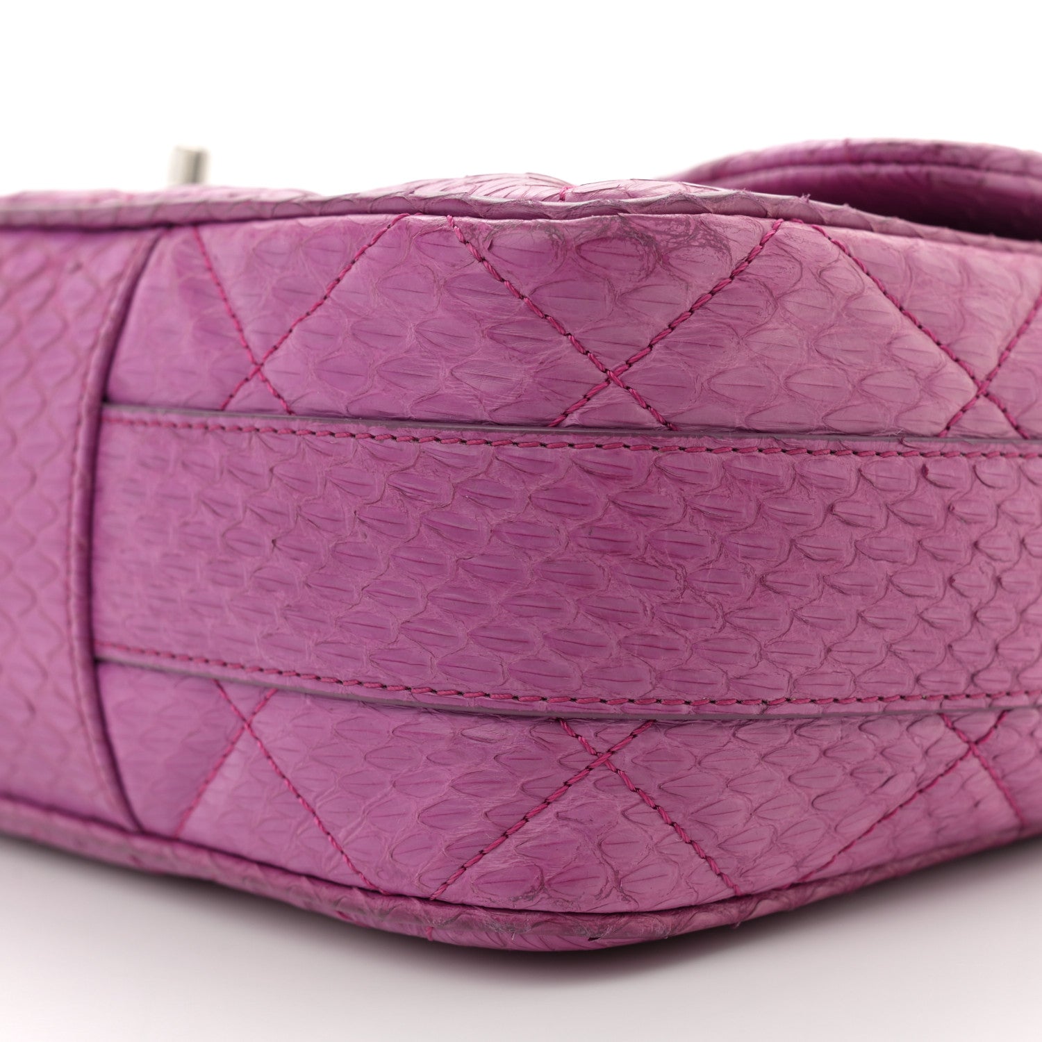 Elaphe Snakeskin Quilted Jumbo Easy Carry Flap Purple