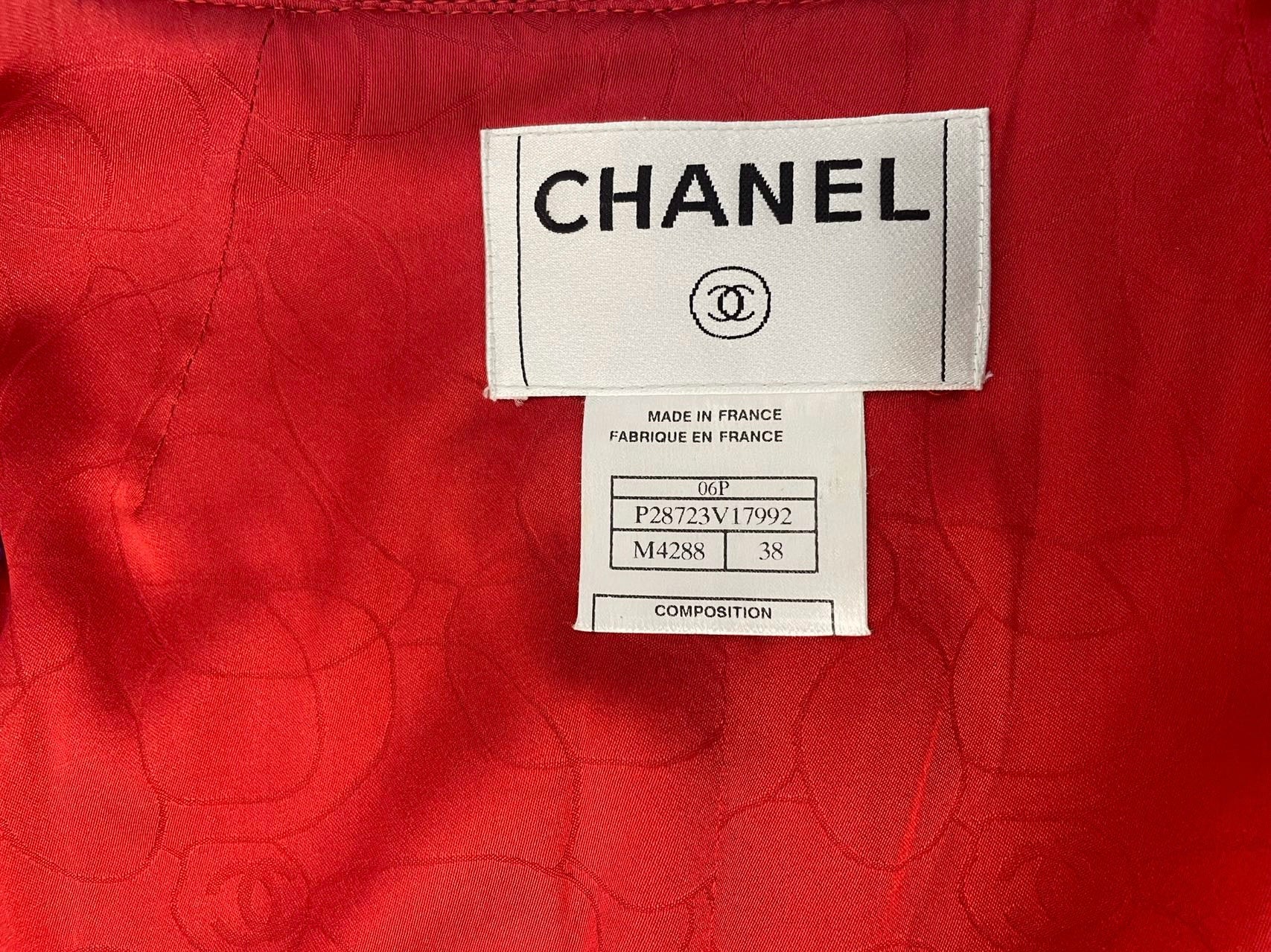Chanel Red Tweed Evening Jacket FR 38
