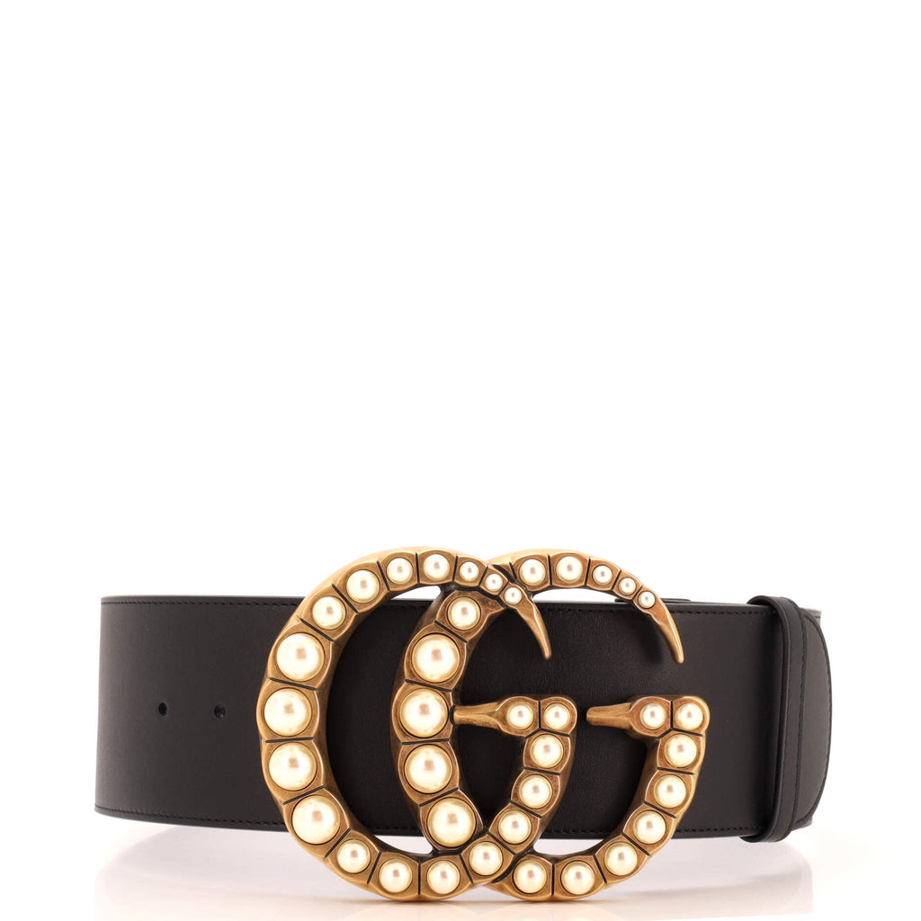 Pearly GG Marmont Belt Leather Extra Wide 70