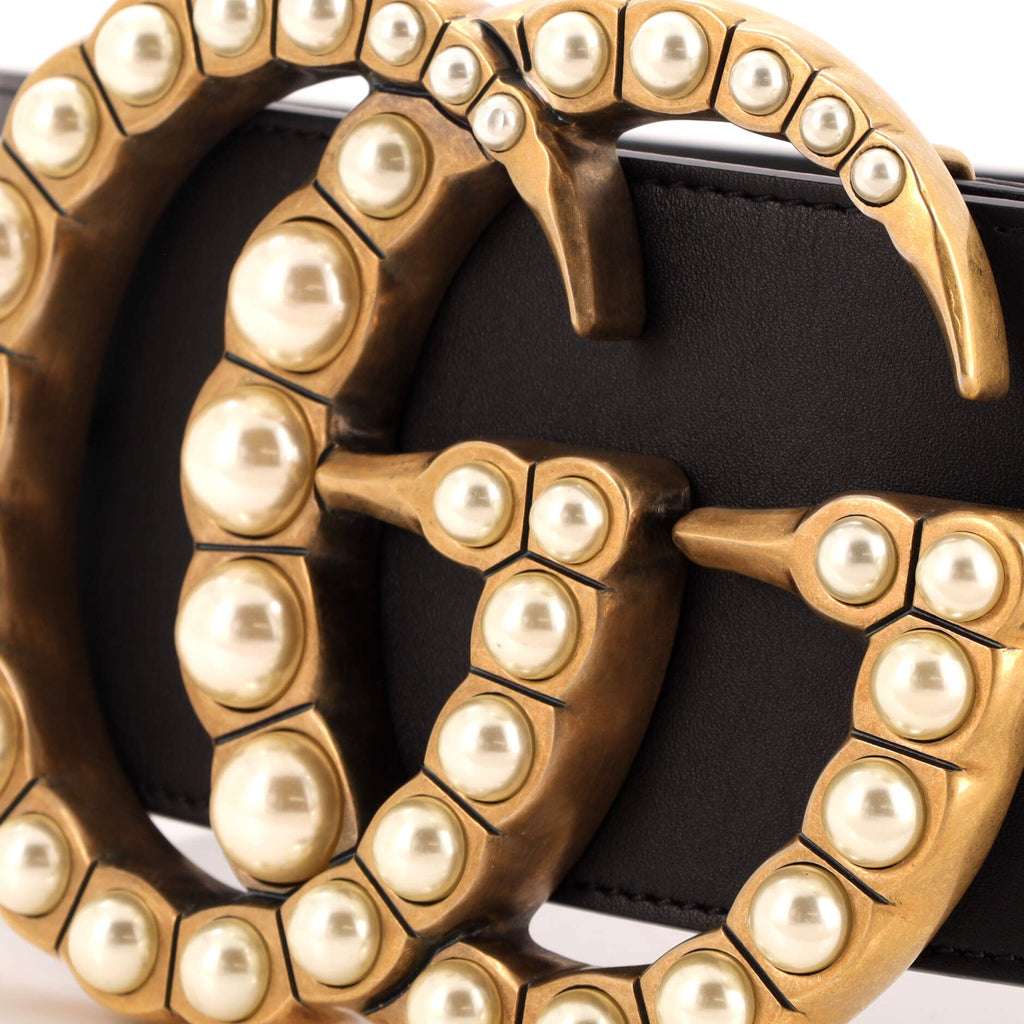 Pearly GG Marmont Belt Leather Extra Wide 70