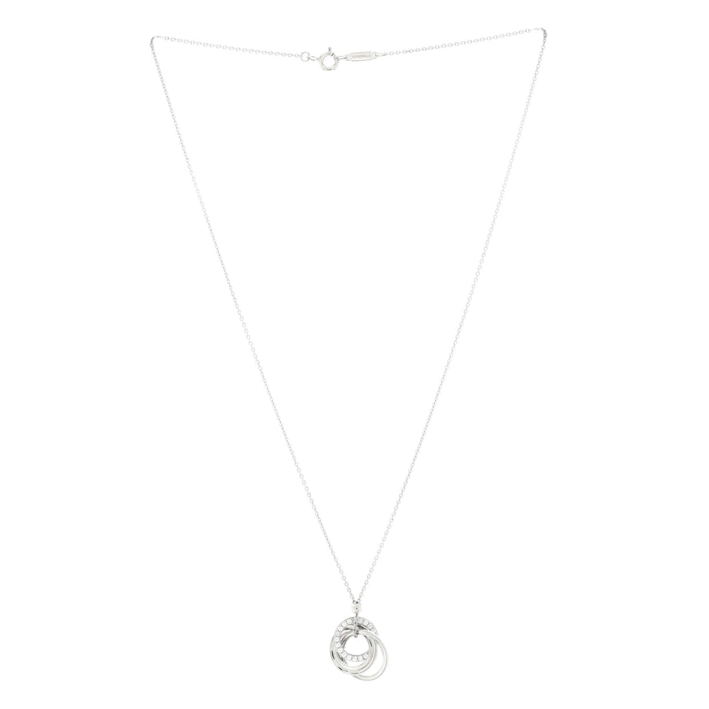 1837 Triple Interlocking Circle Pendant Necklace 18K White Gold and Diamonds