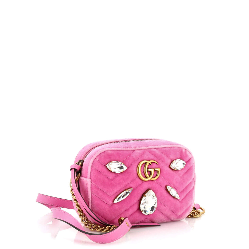 GG Marmont Shoulder Bag Crystal Embellished Matelasse Velvet Mini