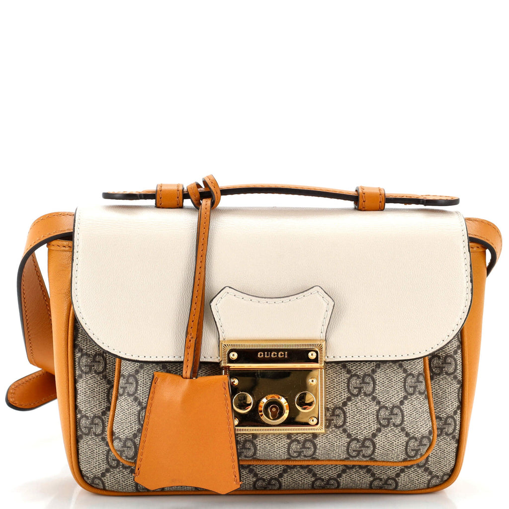 Padlock Front Pocket Flap Shoulder Bag GG Coated Canvas and Leather Mini