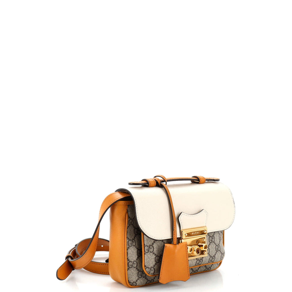 Padlock Front Pocket Flap Shoulder Bag GG Coated Canvas and Leather Mini