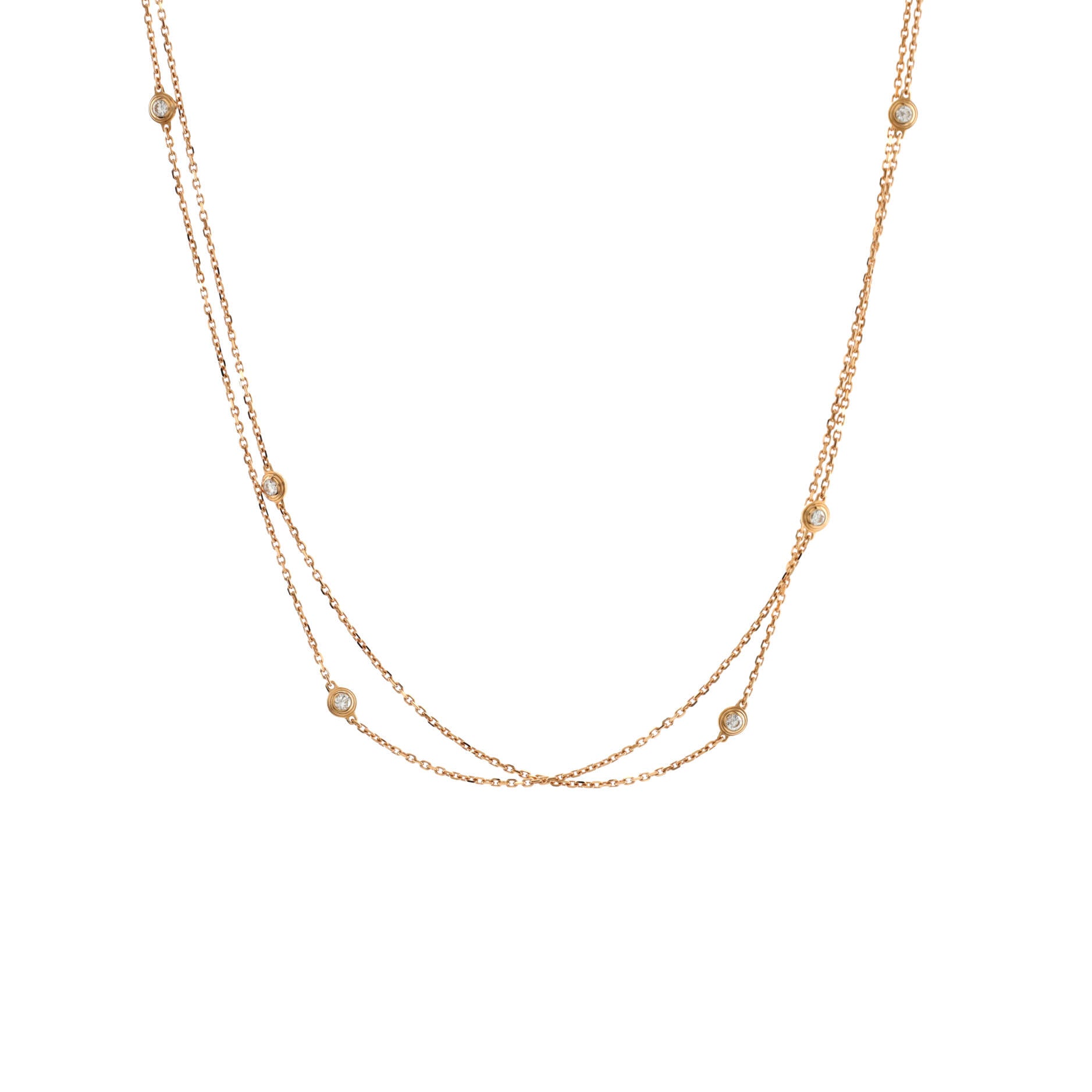 D'Amour 12 Diamonds Station Necklace 18K Rose Gold with Diamonds