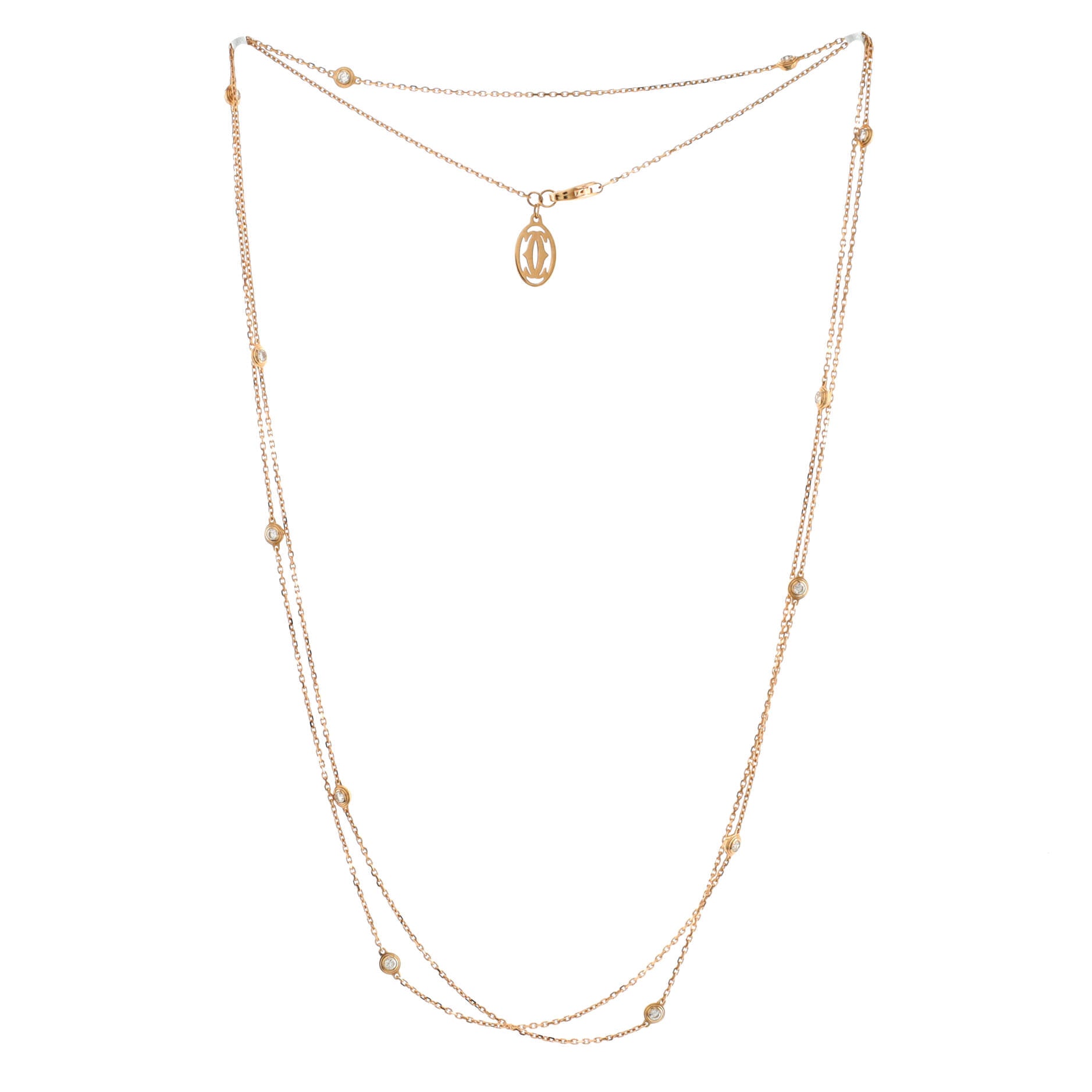 D'Amour 12 Diamonds Station Necklace 18K Rose Gold with Diamonds