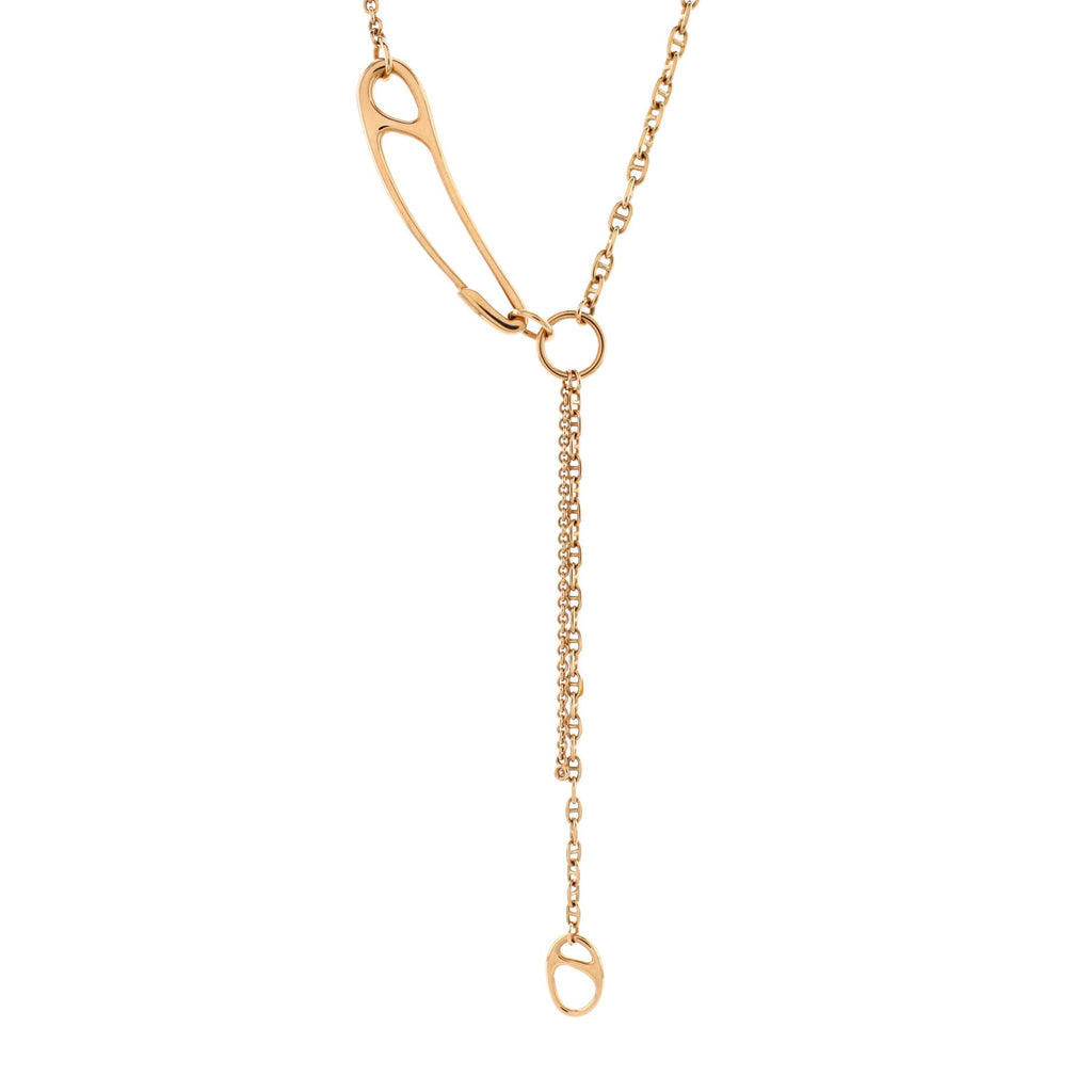 Chaine d'Ancre Punk Long Necklace 18K Rose Gold with Diamond Large