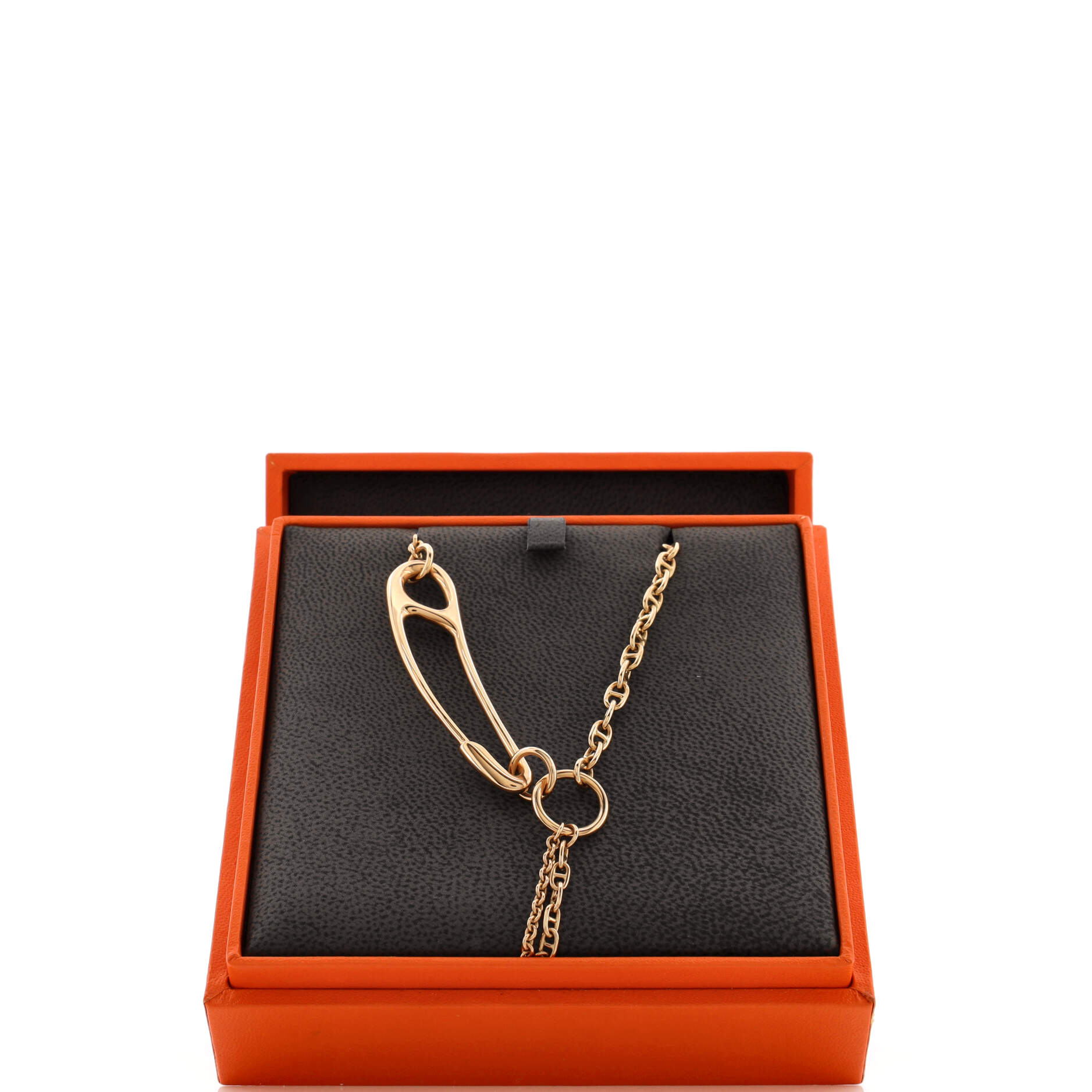Chaine d'Ancre Punk Long Necklace 18K Rose Gold with Diamond Large