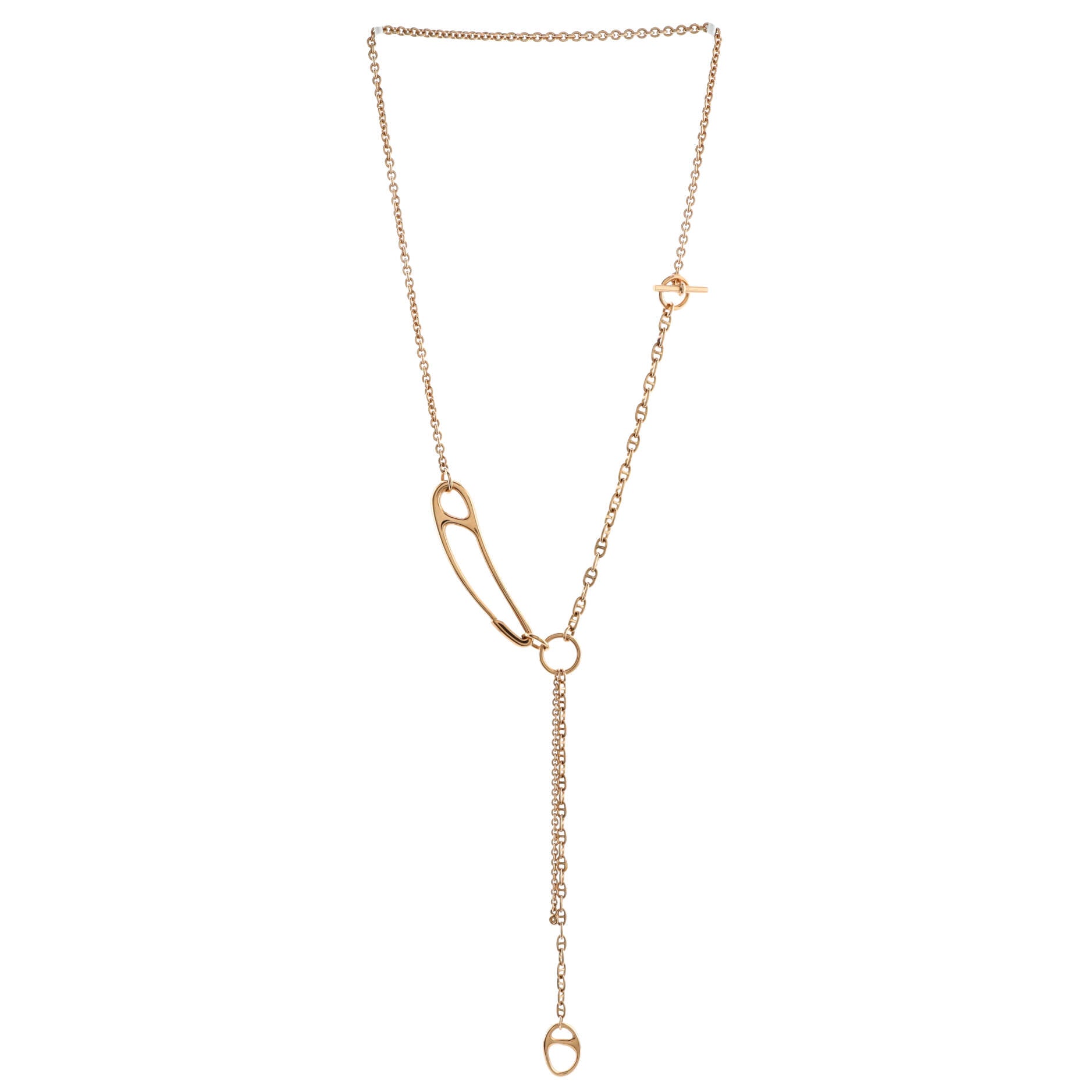 Chaine d'Ancre Punk Long Necklace 18K Rose Gold with Diamond Large