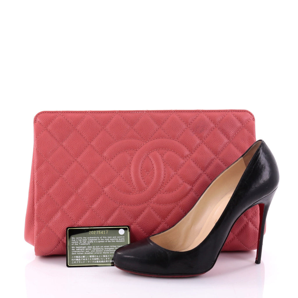 Timeless CC Clutch Quilted Caviar Large