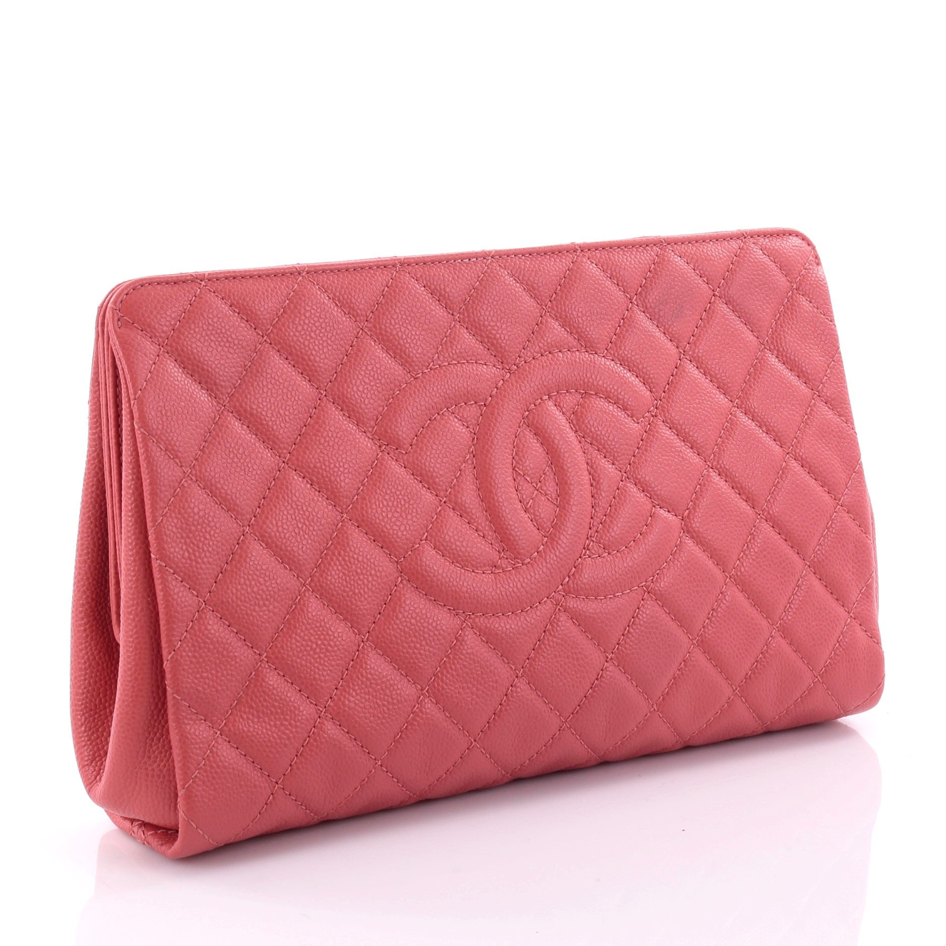 Timeless CC Clutch Quilted Caviar Large