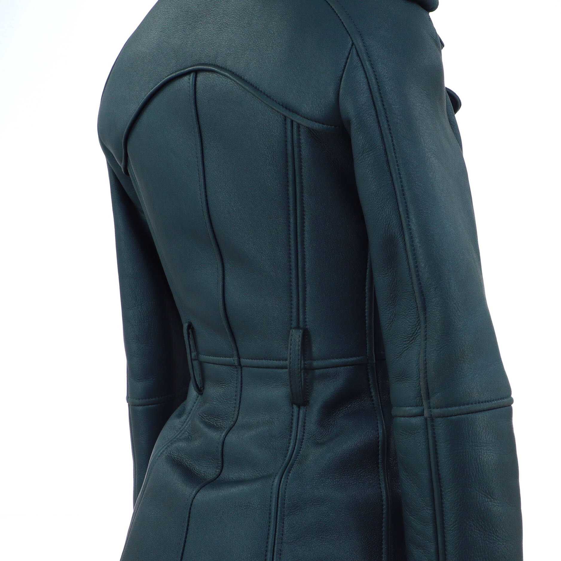 Women's Double Breasted Trench Coat Leather and Shearling