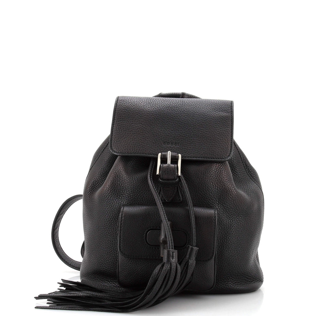 Bamboo Tassel Backpack Leather Mini