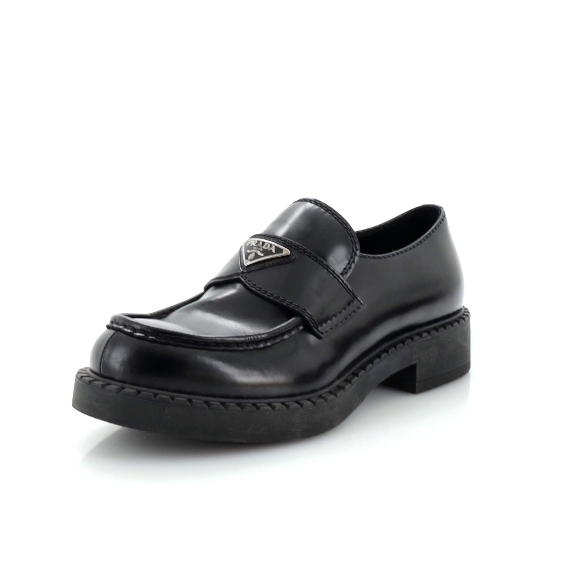 Men's Triangle Logo Loafers Spazzolato Leather