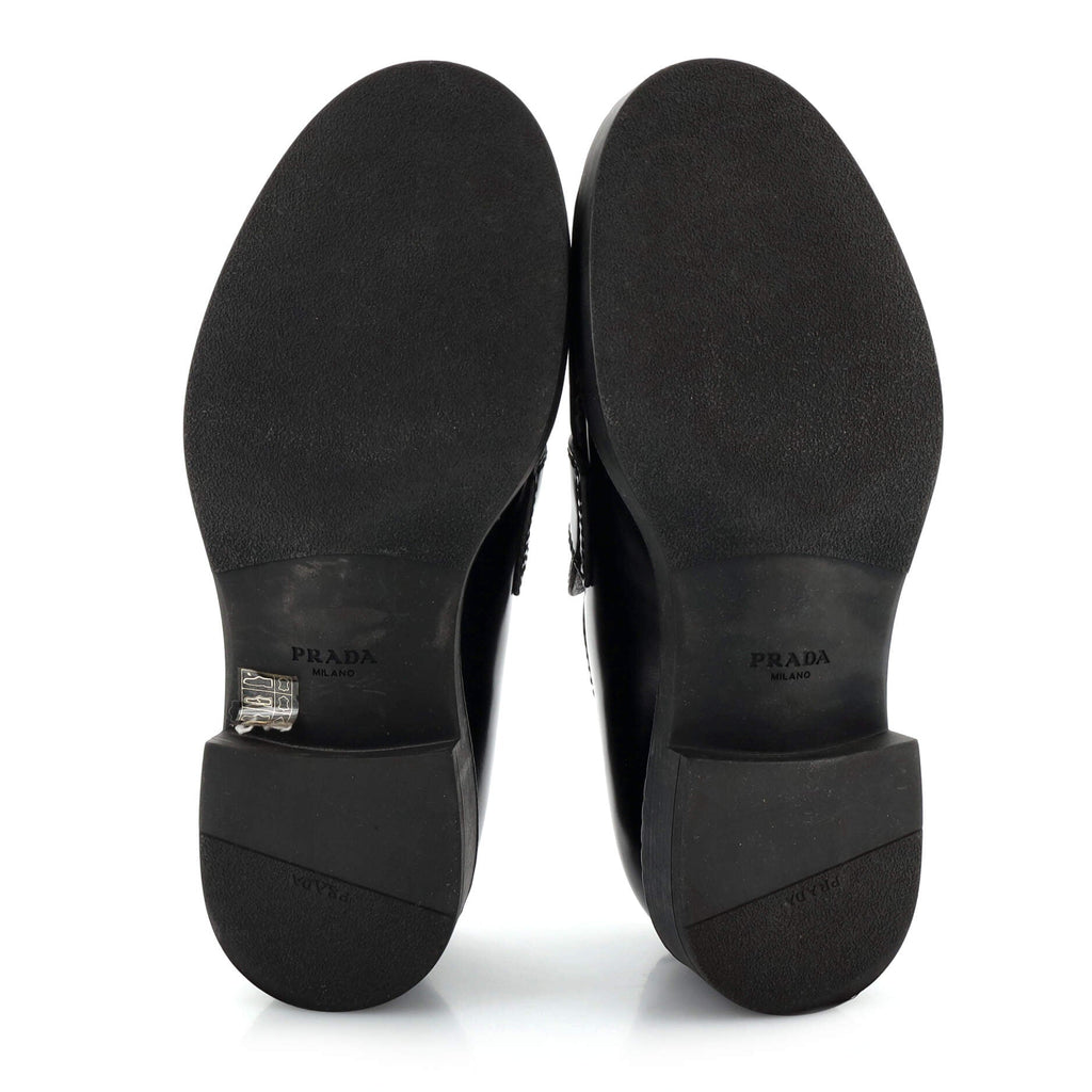 Men's Triangle Logo Loafers Spazzolato Leather