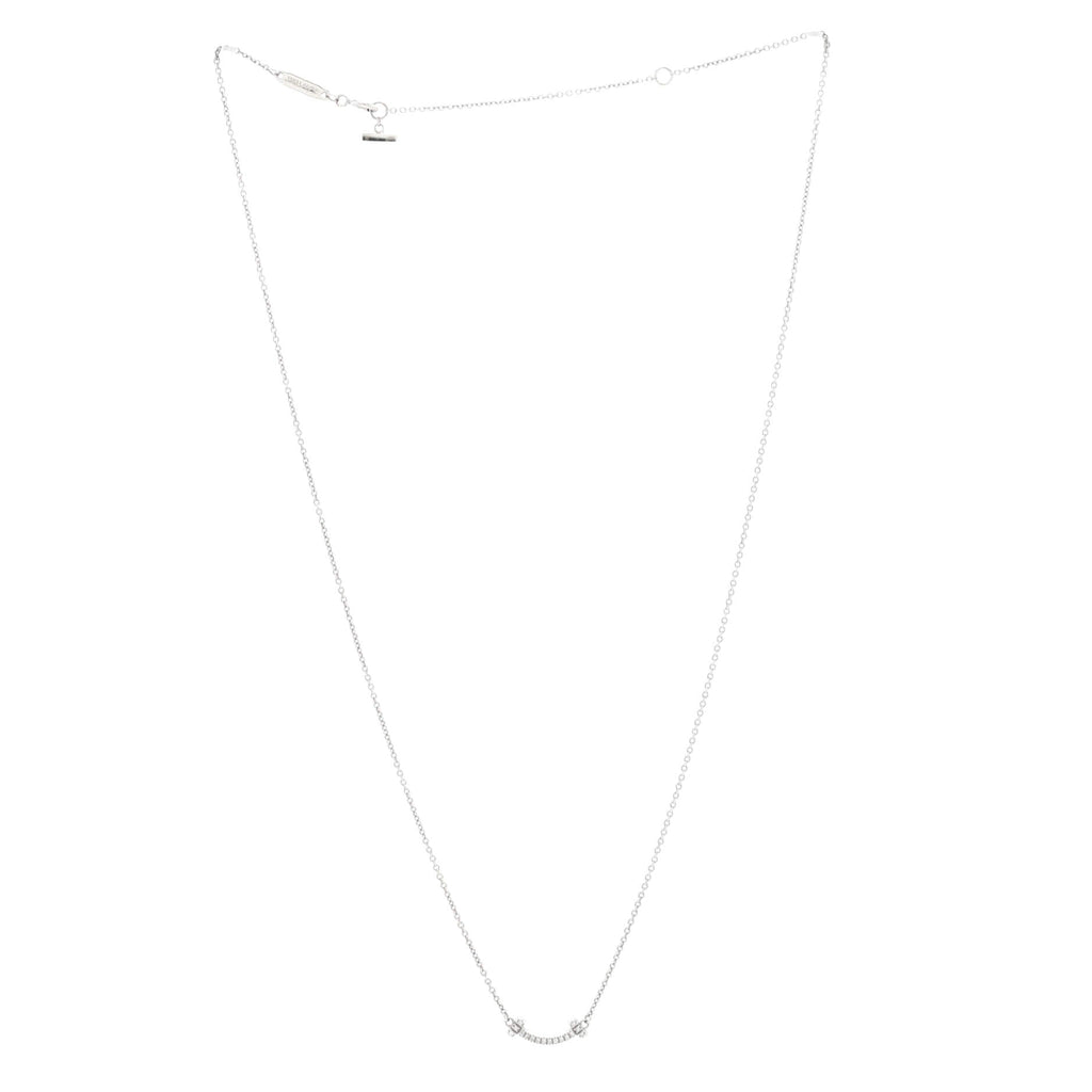 T Smile Pendant Necklace 18K White Gold with Diamonds Mini