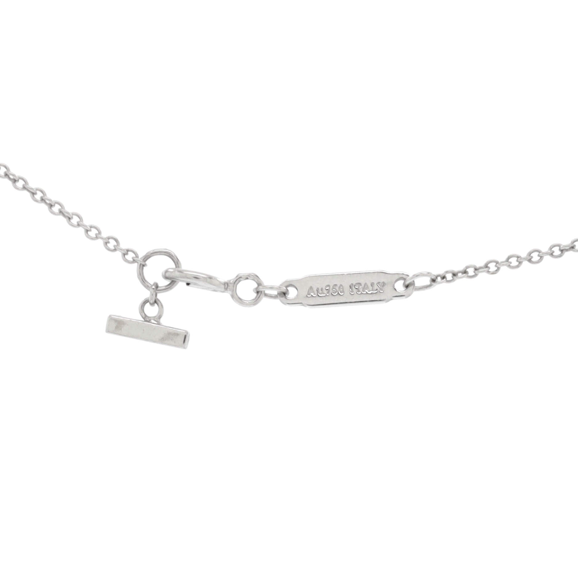 T Smile Pendant Necklace 18K White Gold with Diamonds Mini