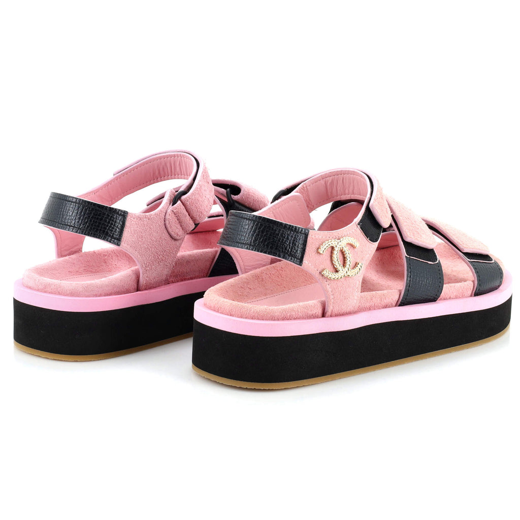 Women's Two Strap Velcro Dad Sandals Suede