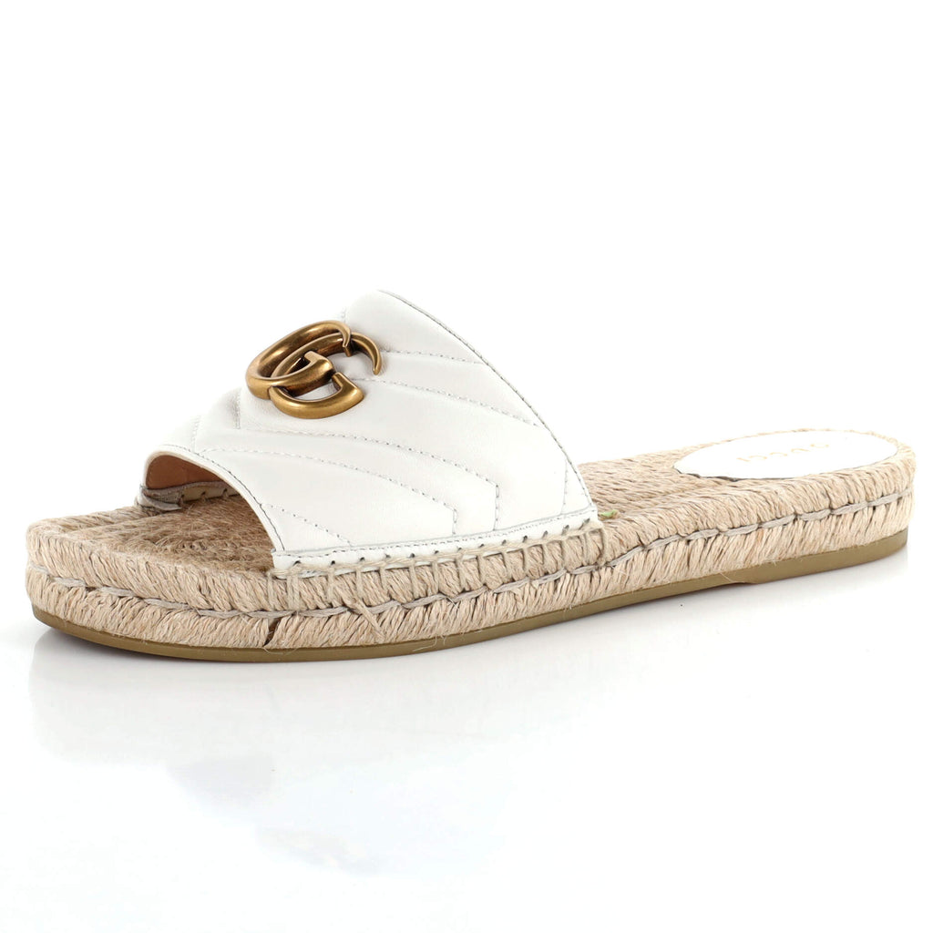 Women's GG Marmont Espadrilles Slide Sandals Matelasse Leather