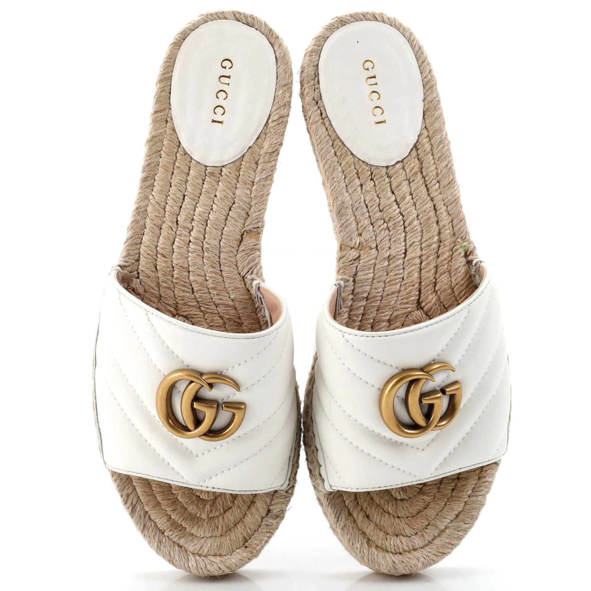 Women's GG Marmont Espadrilles Slide Sandals Matelasse Leather