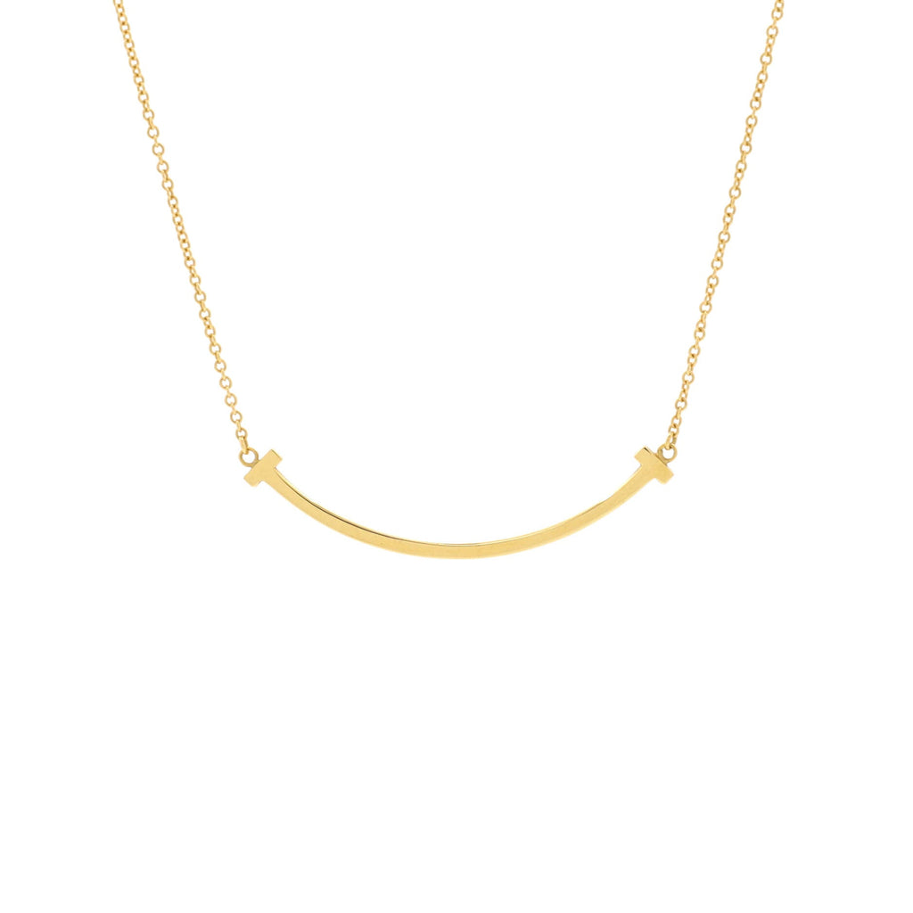 T Smile Pendant Necklace 18K Yellow Gold Small